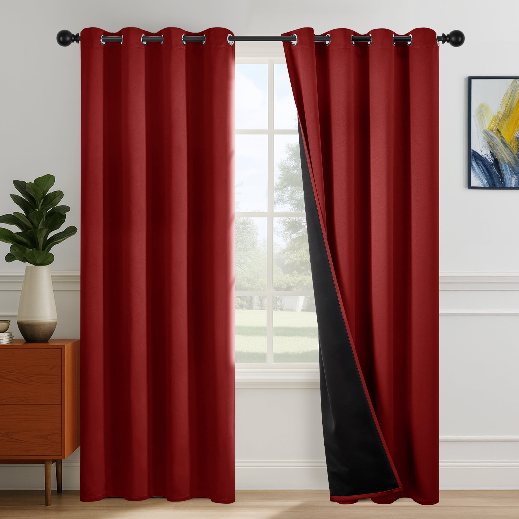 Deconovo Blackout Curtains for Bedroom & Living Room, Thermal Insulated Room Darkening Drapes, Grommet Panels Set of 2