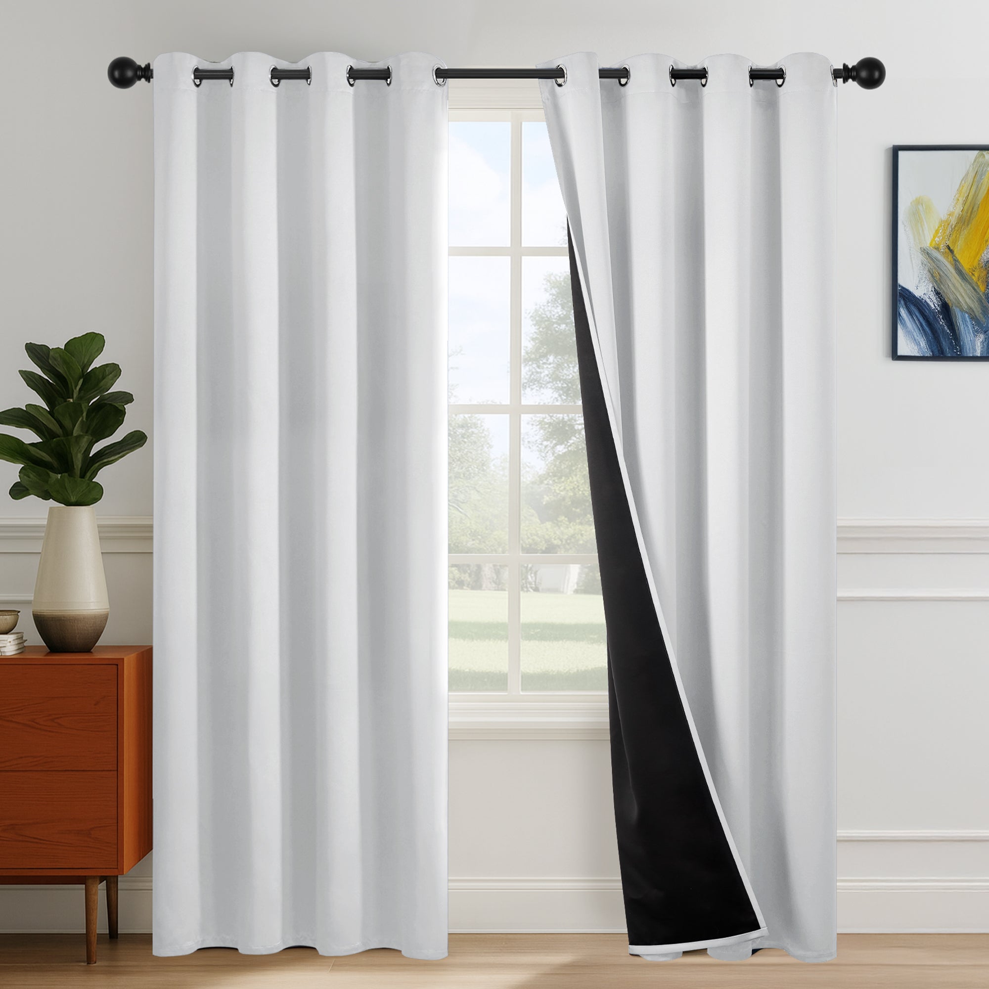 Deconovo Blackout Curtains for Bedroom & Living Room, Thermal Insulated Room Darkening Drapes, Grommet Panels Set of 2
