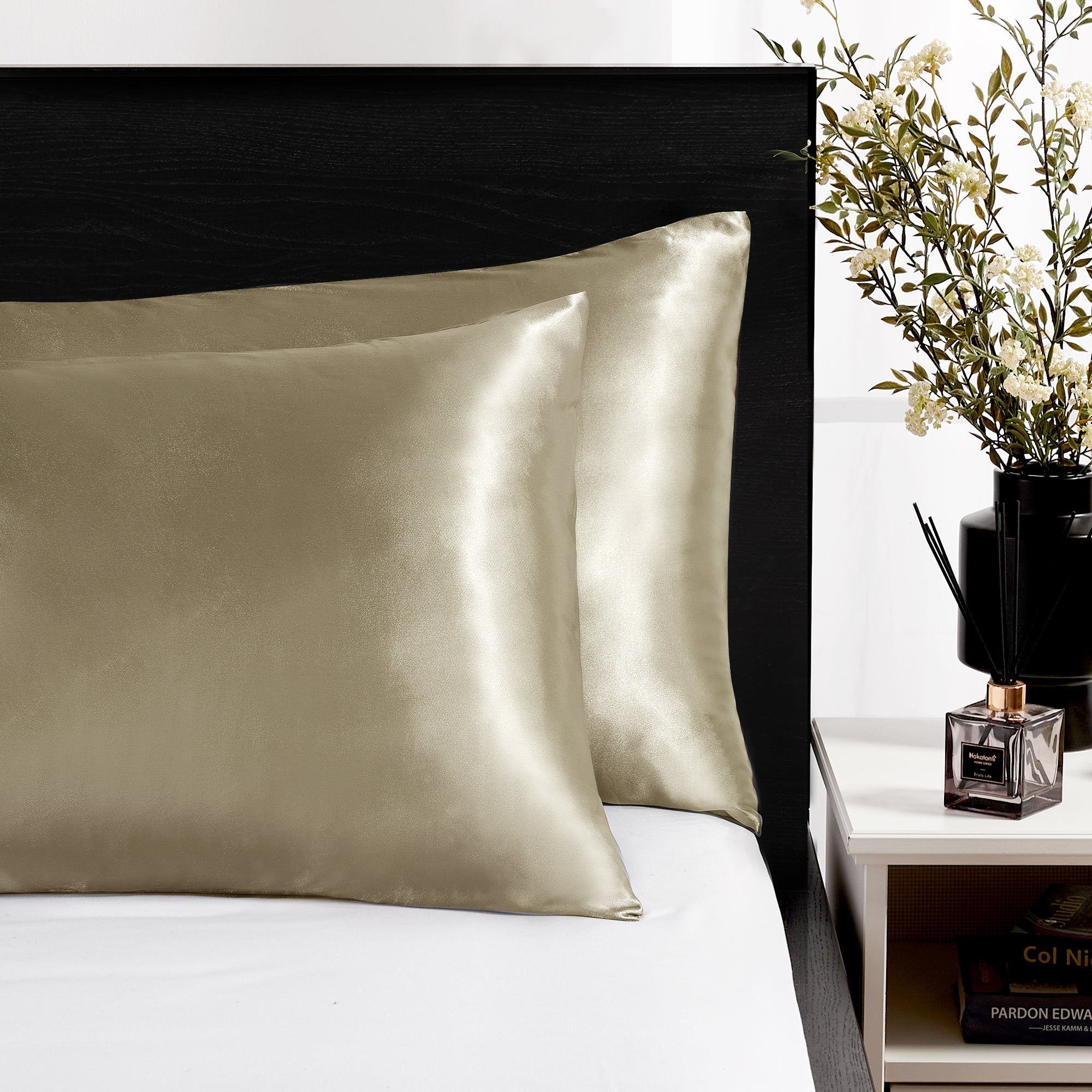 Deconovo Satin Silk Pillowcases (Set of 2), Envelope Closure
