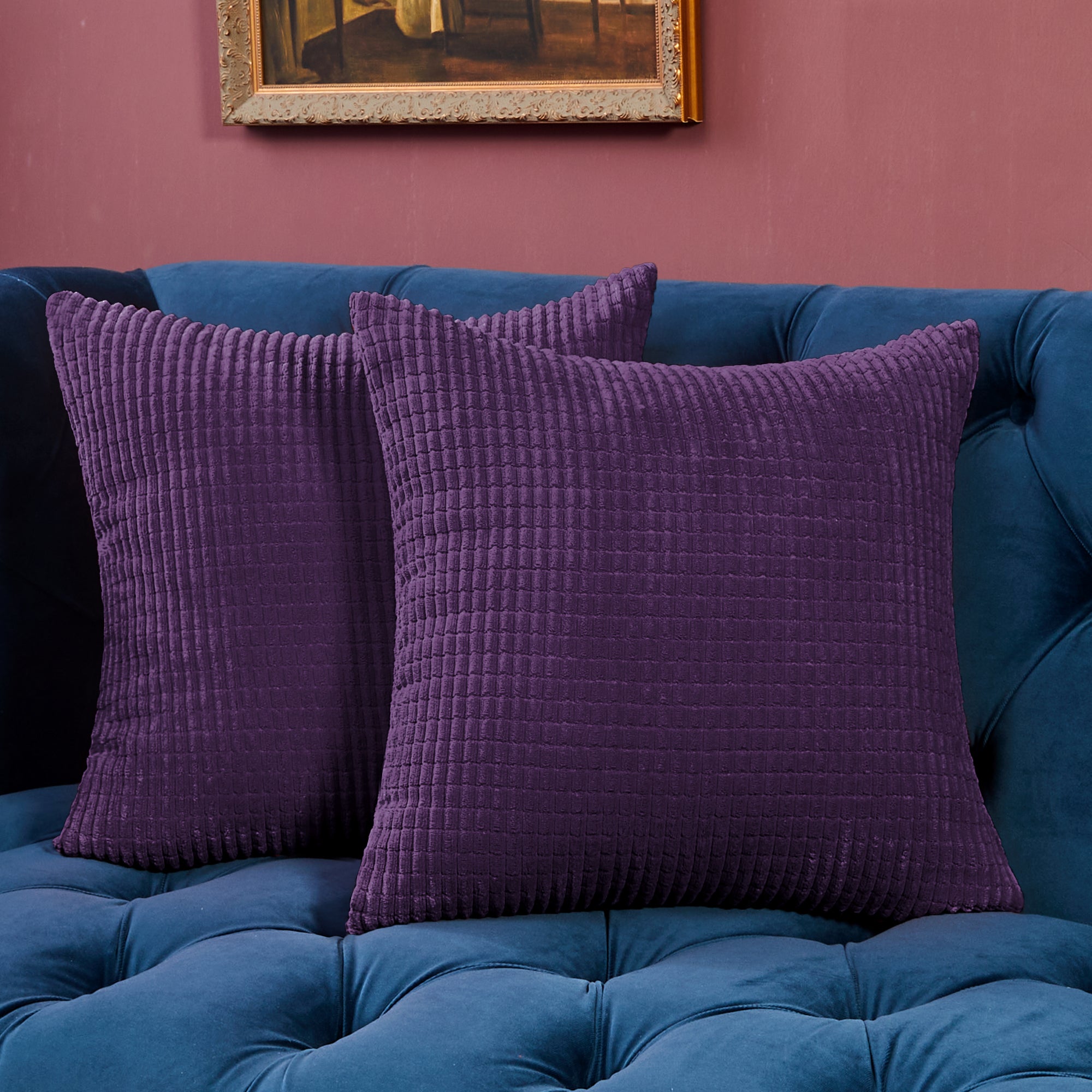 Deconovo Corduroy Decorative Throw Pillow Covers, 2-Pack, OEKO-TEX, Zippered