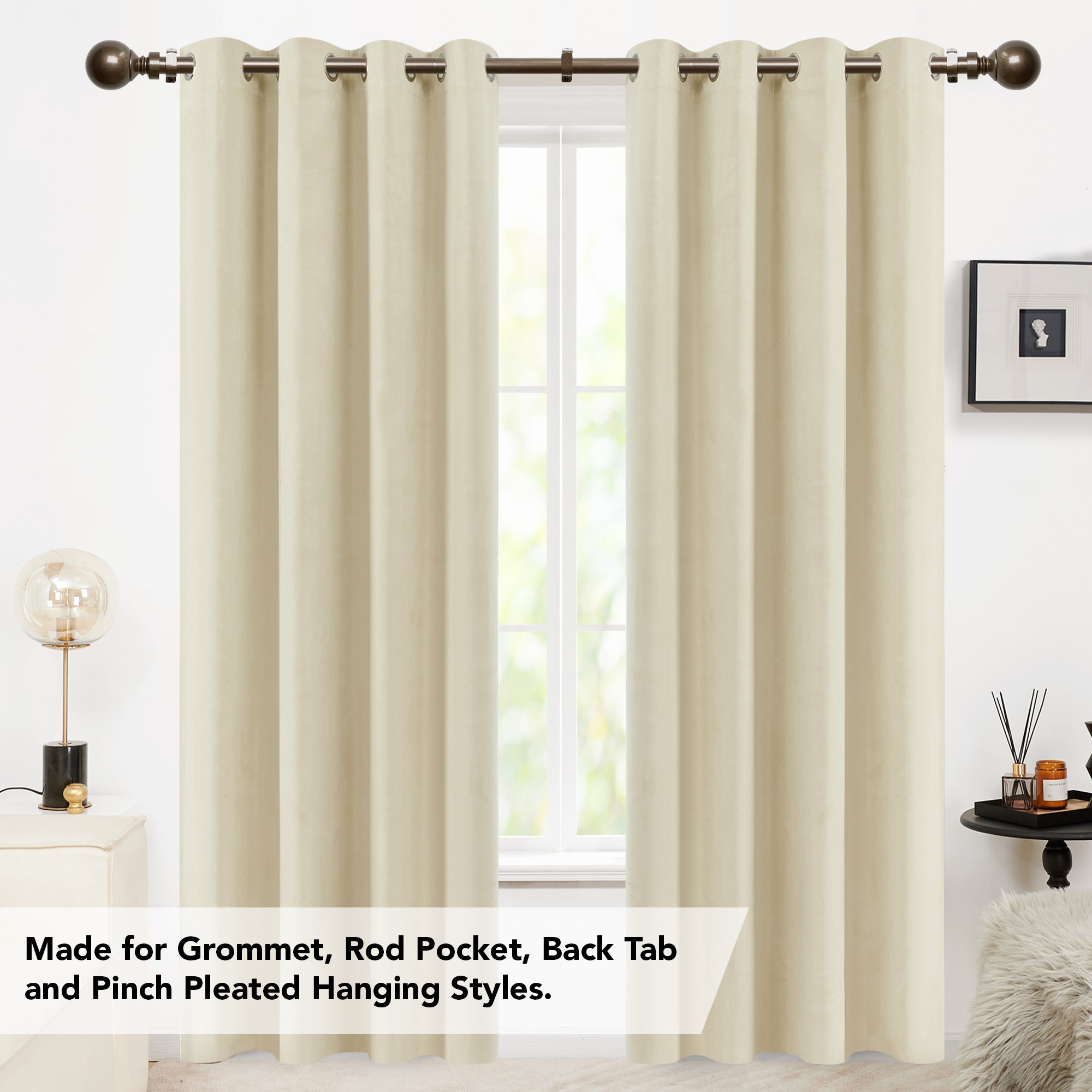 Deconovo 1-Inch Adjustable Curtain Rod with Modern Ball Finials – Includes Mounting Hardware
