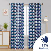 Deconovo Whale Print Blackout Curtains – Thermal Insulated, 2 Panels