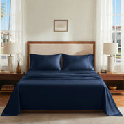 Deconovo Bamboo Viscose Satin Sheet Set, Breathable Cooling Bedding with Fitted Sheet and Pillowcases