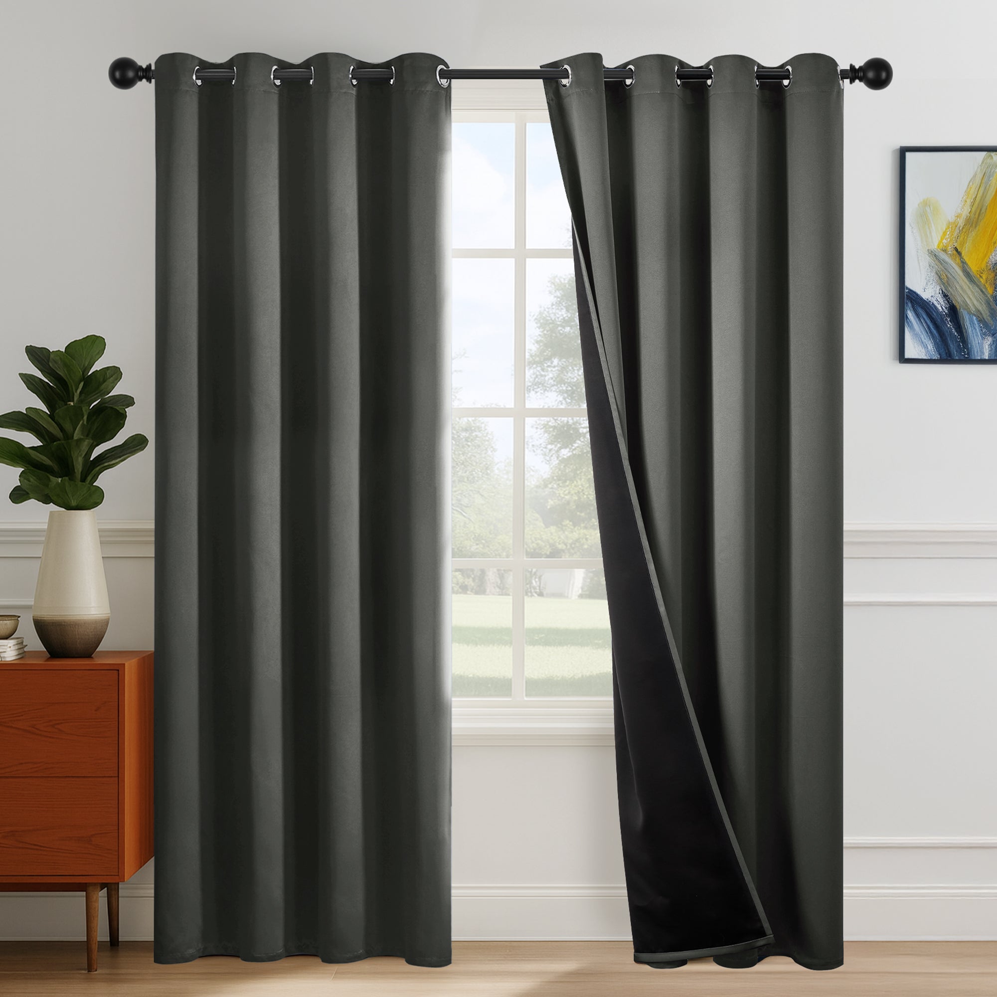 Deconovo Blackout Curtains for Bedroom & Living Room, Thermal Insulated Room Darkening Drapes, Grommet Panels Set of 2