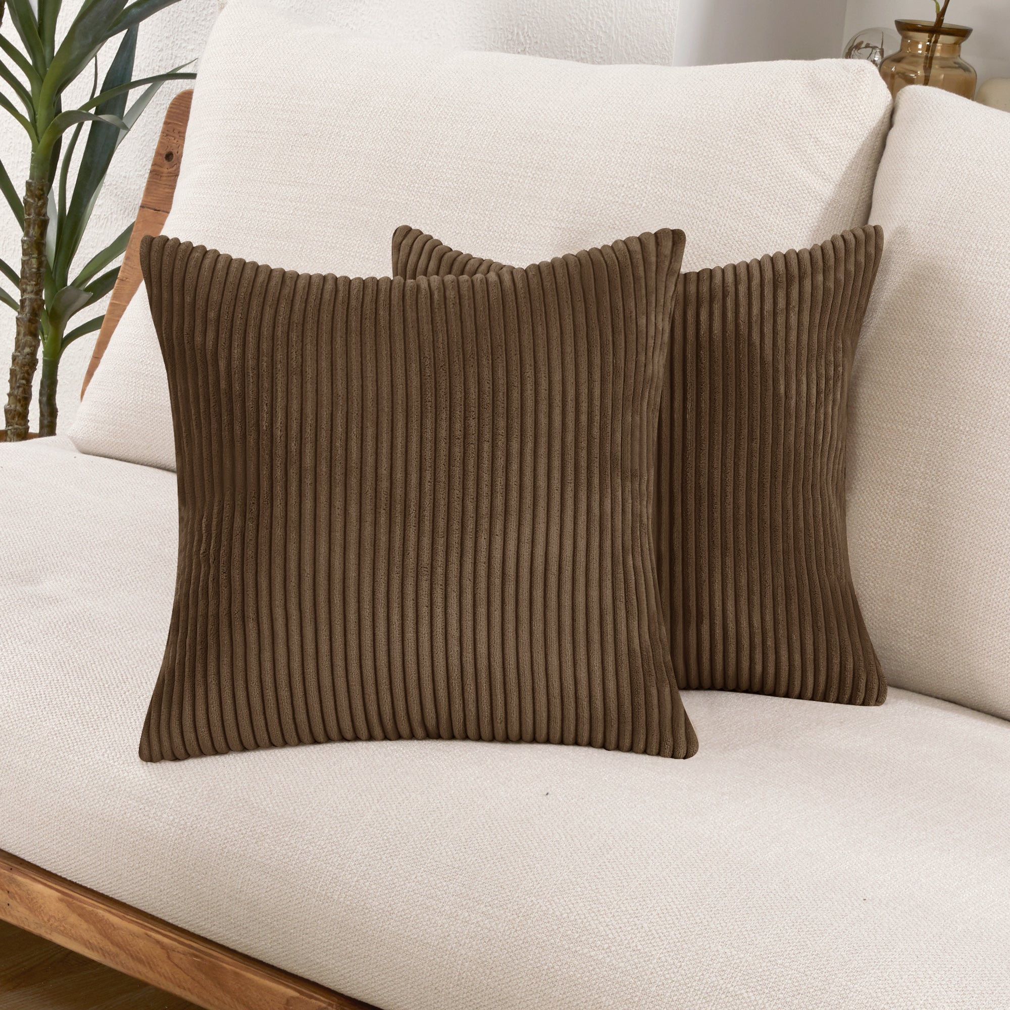 Deconovo Corduroy Throw Pillow Covers 2-Pack – Soft & Durable