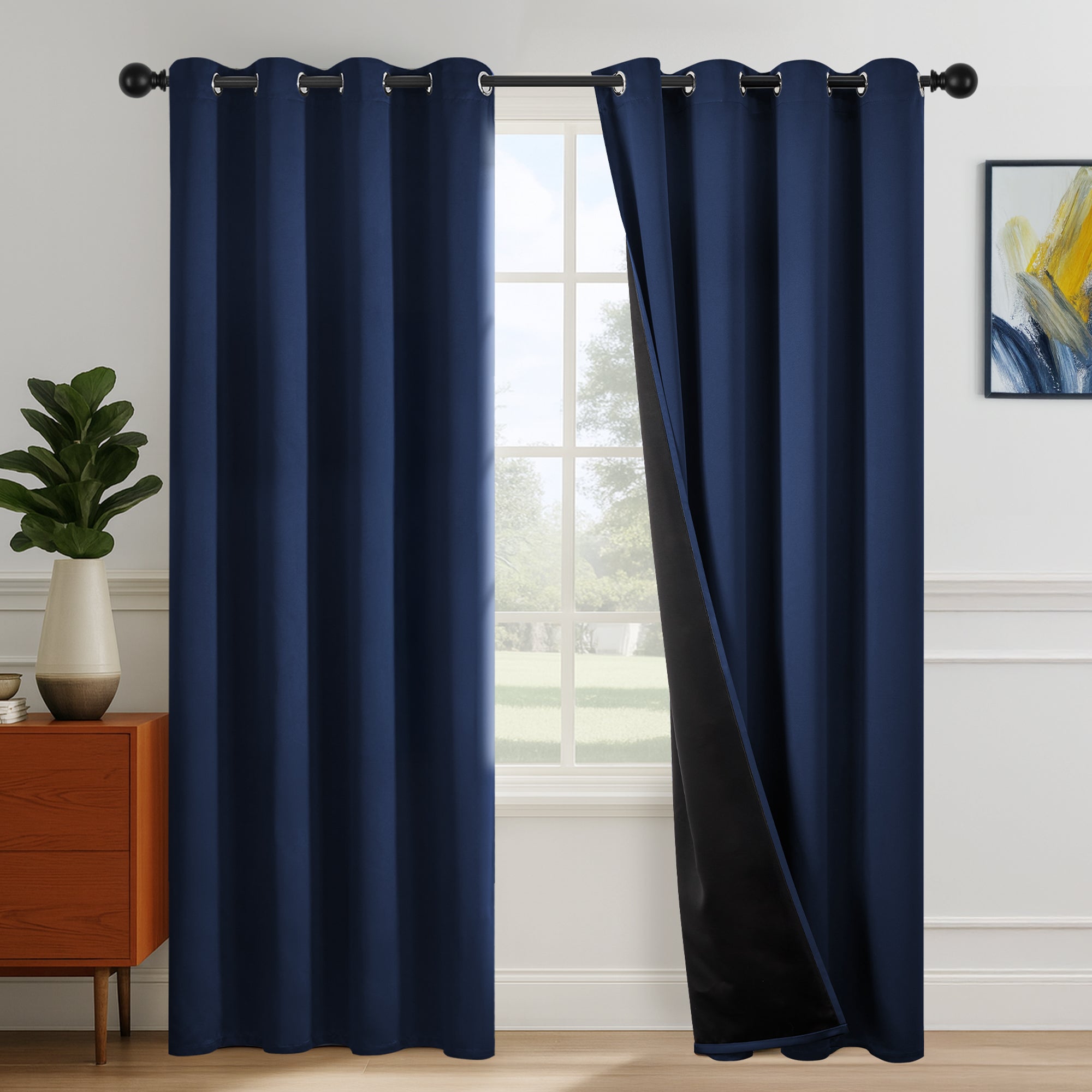 Deconovo Blackout Curtains for Bedroom & Living Room, Thermal Insulated Room Darkening Drapes, Grommet Panels Set of 2