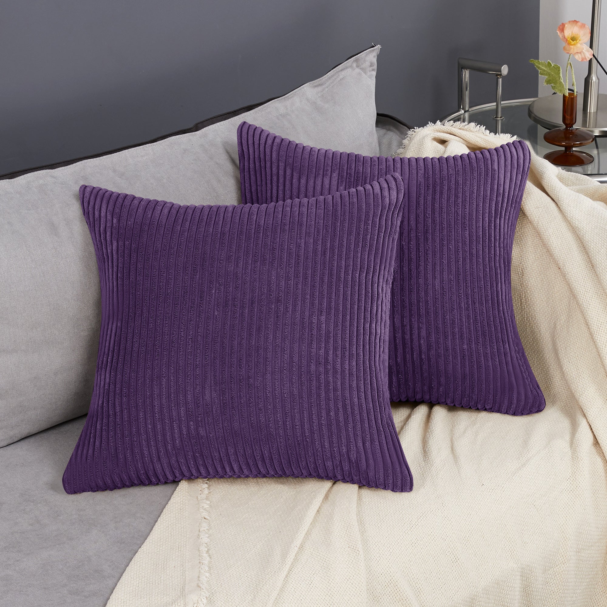 Deconovo Corduroy Throw Pillow Covers 2-Pack – Soft & Durable