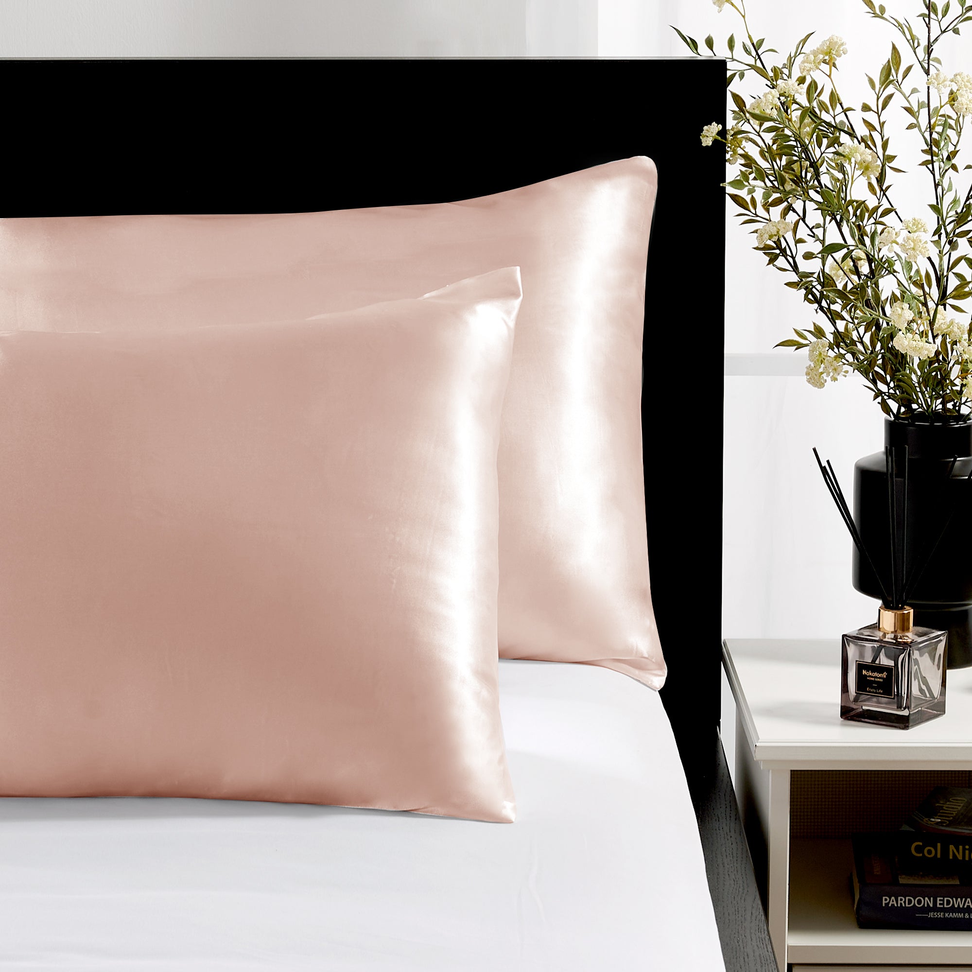 Deconovo Satin Silk Pillowcases (Set of 2), Envelope Closure