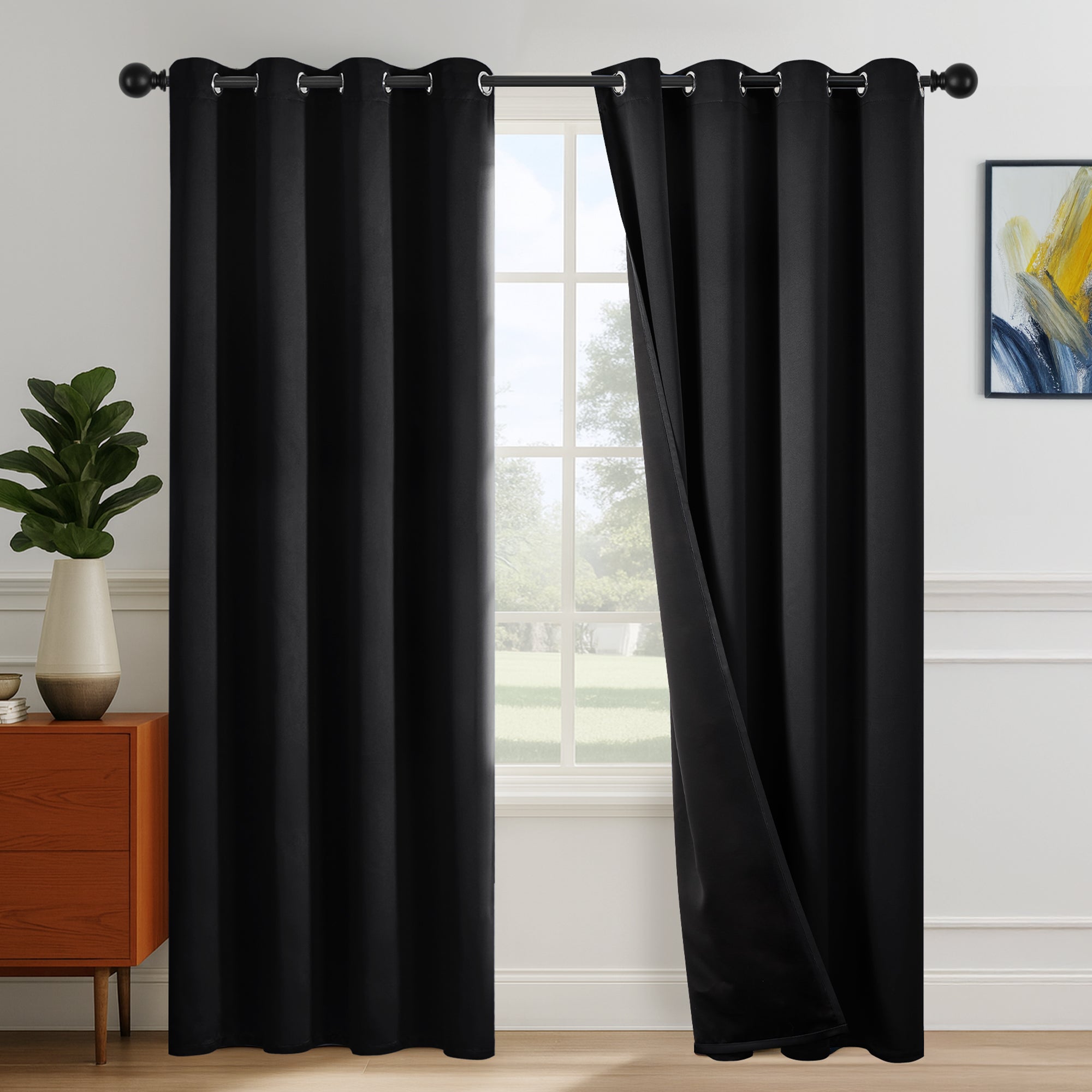 Deconovo Blackout Curtains for Bedroom & Living Room, Thermal Insulated Room Darkening Drapes, Grommet Panels Set of 2