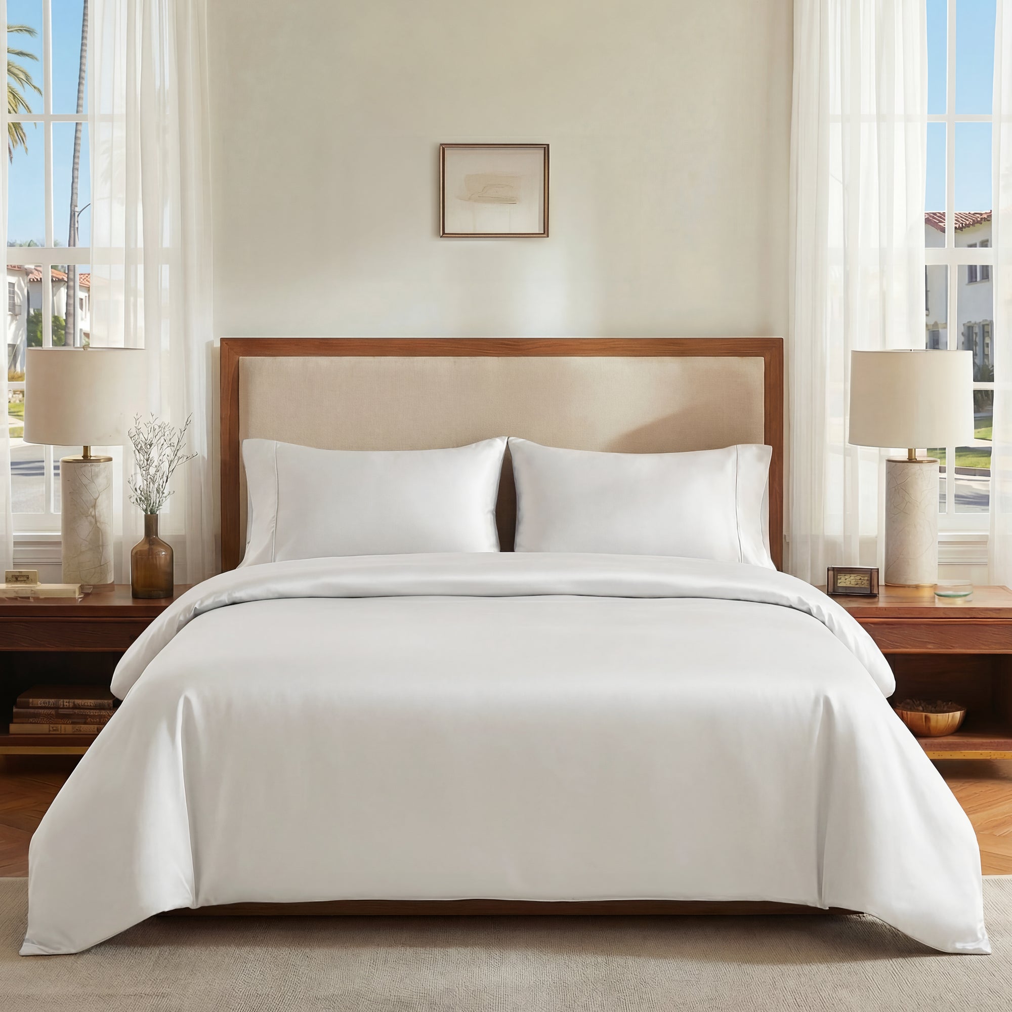 Deconovo Bamboo Viscose Satin Duvet Cover, Breathable Cooling Bedding with Corner Ties, OEKO-TEX Certified