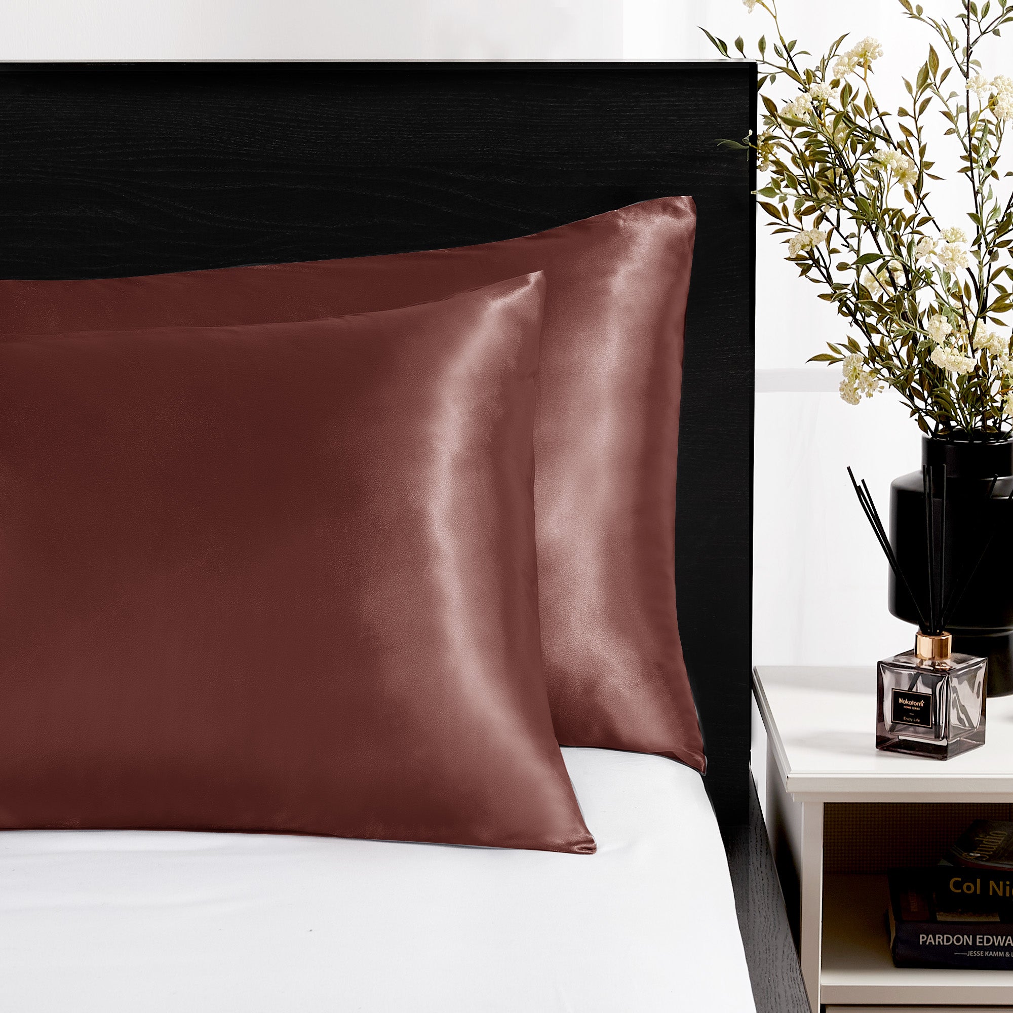 Deconovo Satin Silk Pillowcases (Set of 2), Envelope Closure