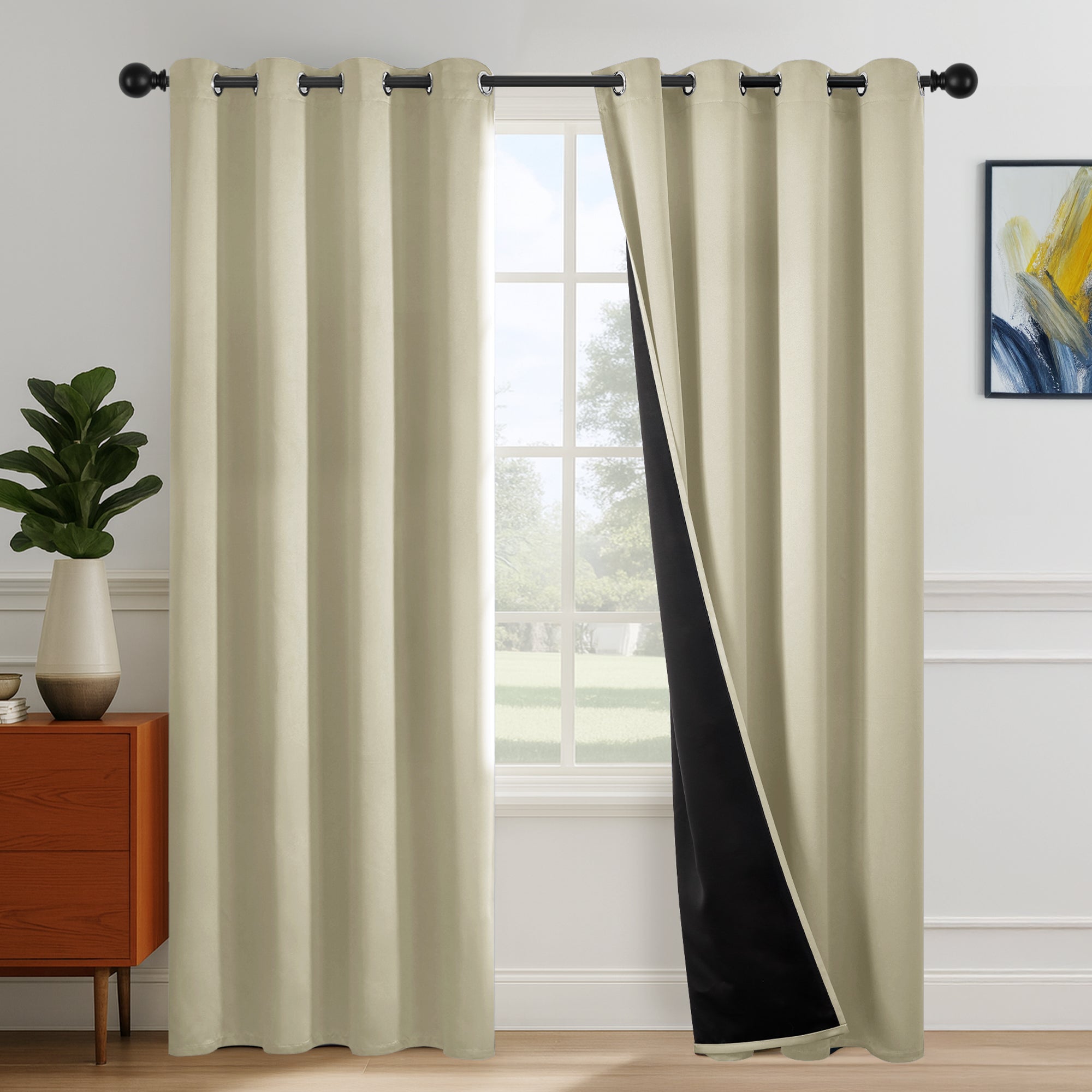 Deconovo Blackout Curtains for Bedroom & Living Room, Thermal Insulated Room Darkening Drapes, Grommet Panels Set of 2