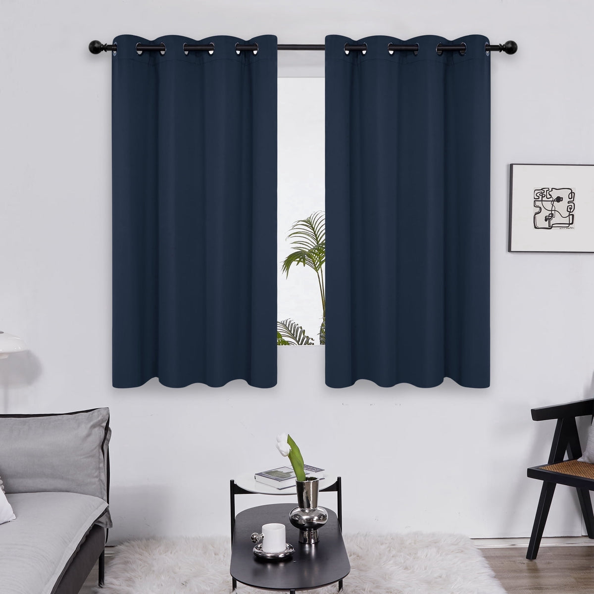 ZOPZO Curtains & Valances, Navy Blue