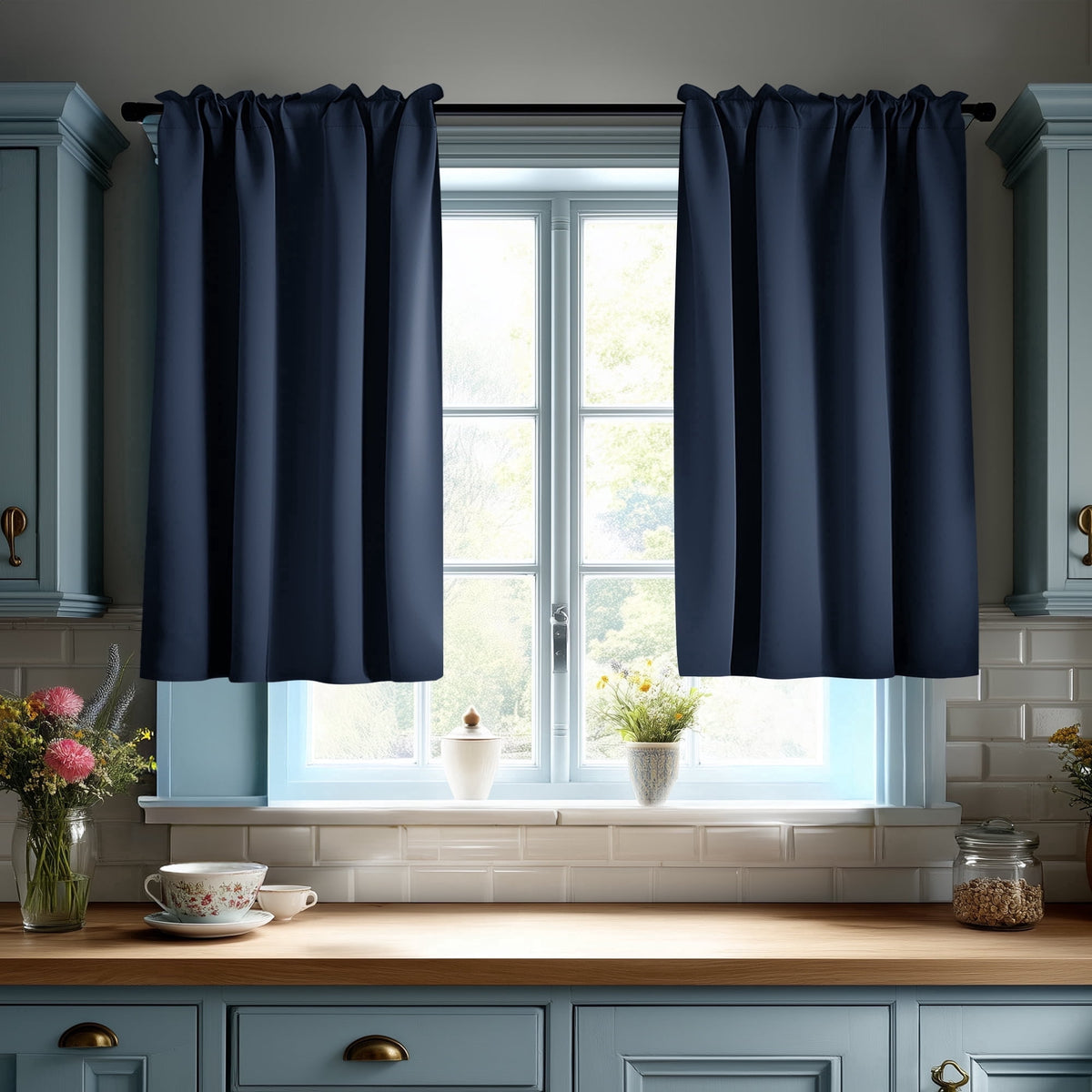 ZOPZO Curtains & Valances, Navy Blue