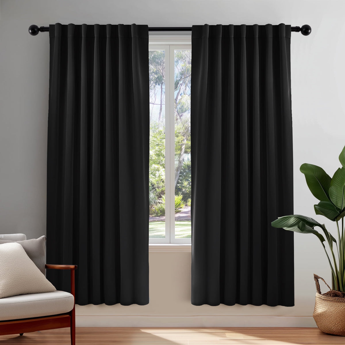 ZOPZO Curtains & Valances, Black