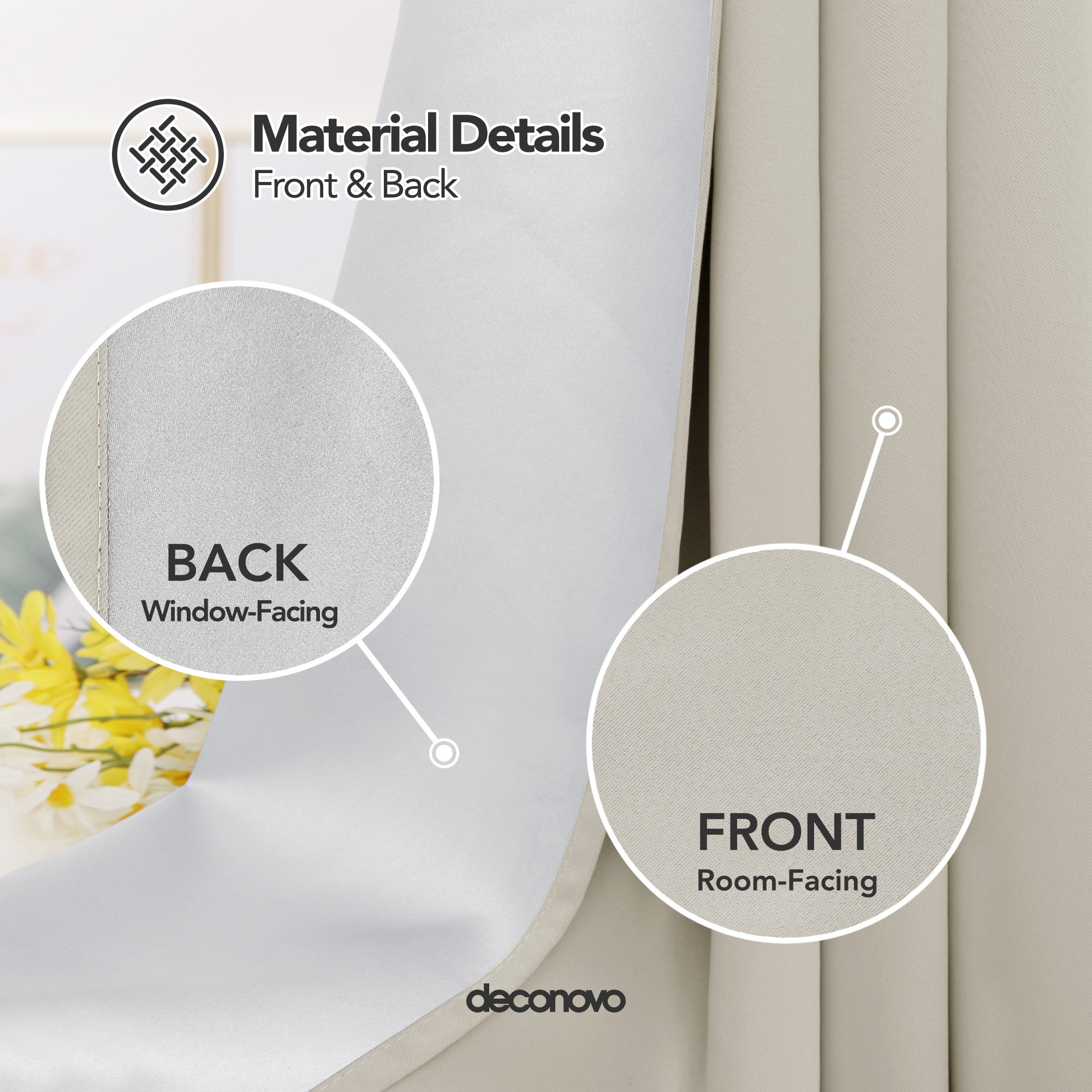 Deconovo Silver Coated Thermal Blackout Curtains (2 Panels)