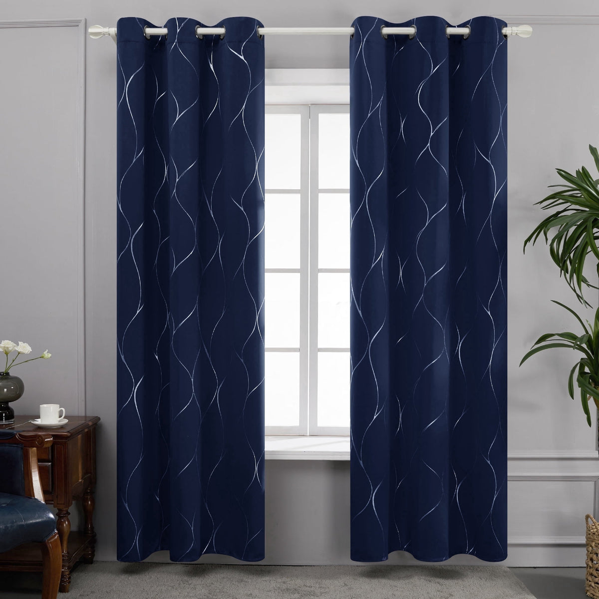ZOPZO Curtains & Valances, Navy Blue