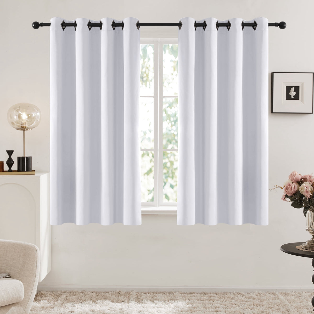 Deconovo Solid Grommet Blackout Curtains, 2 Panels - Light Silver Gray, 52 x 63