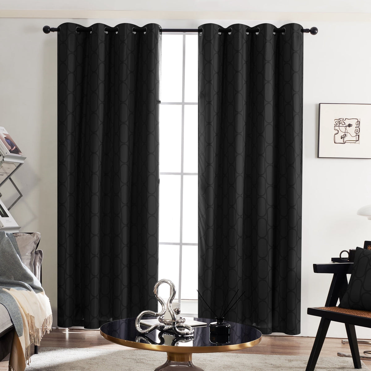 ZOPZO Curtains & Valances, Black