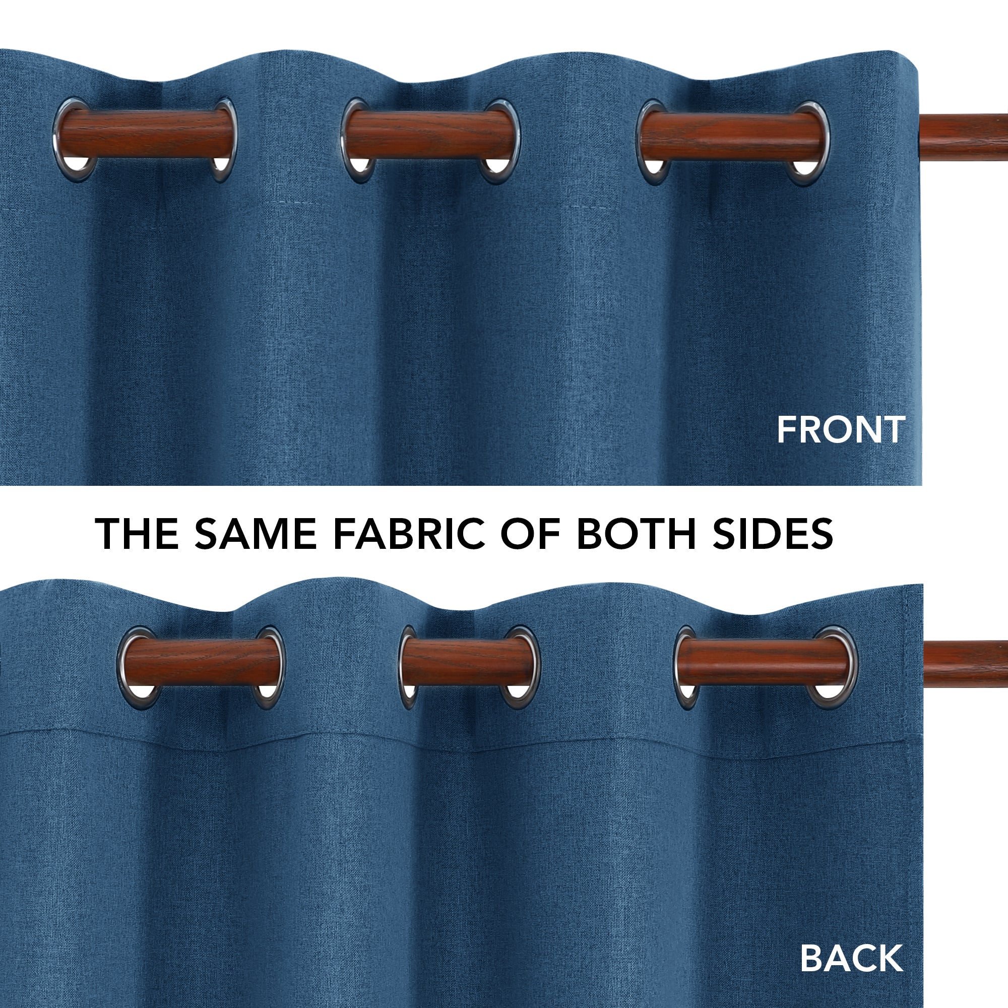 Deconovo 100% Blackout Faux Linen Curtains 2 Panels – Multiple Sizes