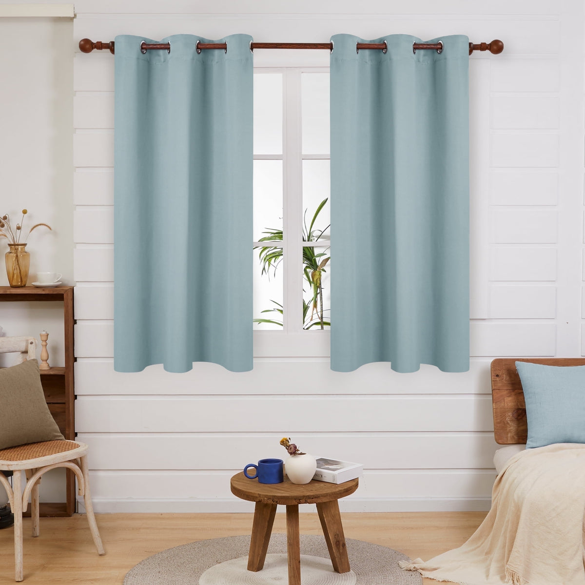 Deconovo Grommet Room Darkening Curtains, 2 Panels - Baby Blue, 38 x 45