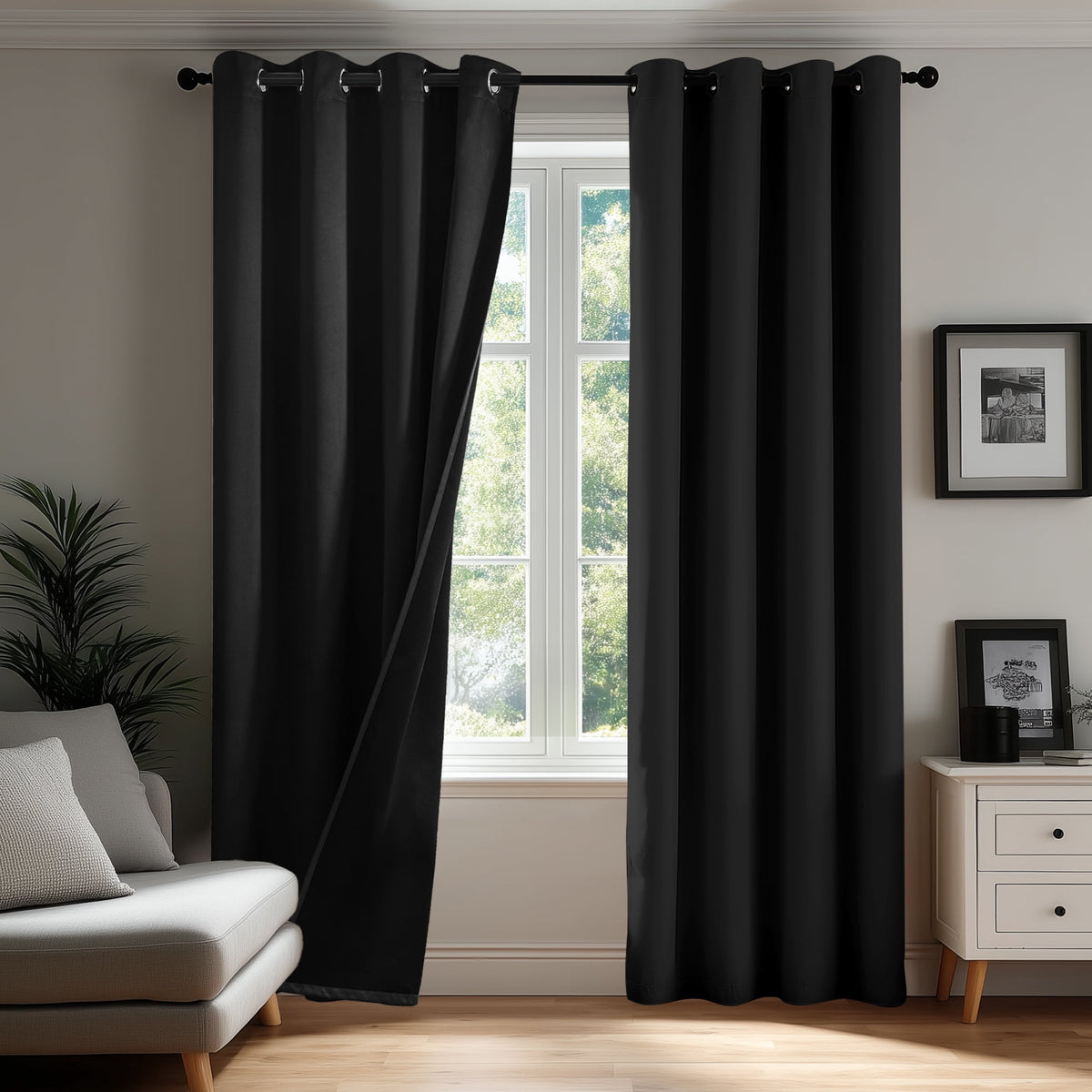 ZOPZO Curtains & Valances, Black