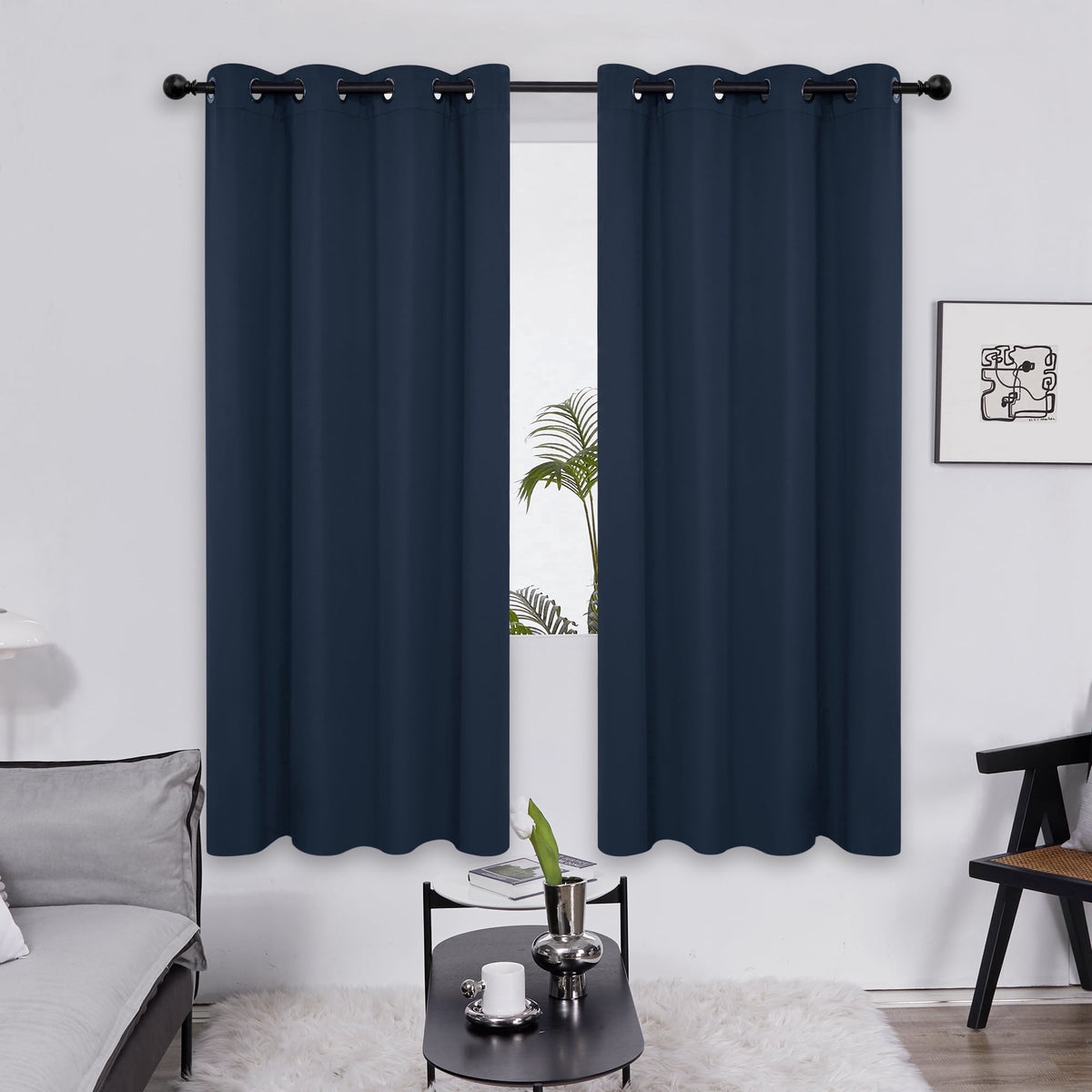ZOPZO Curtains & Valances, Navy Blue