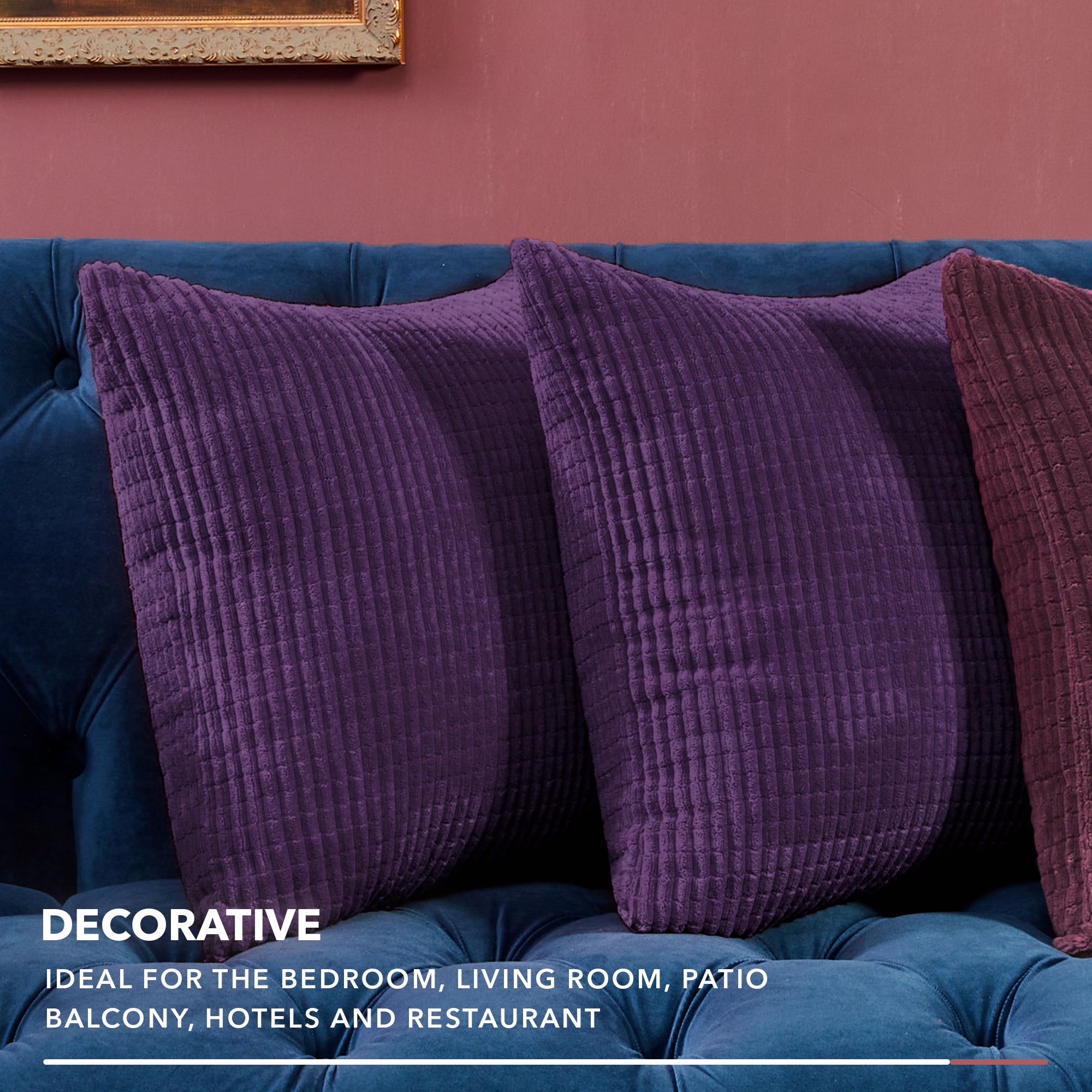 Deconovo Corduroy Decorative Throw Pillow Covers, 2-Pack, OEKO-TEX, Zippered