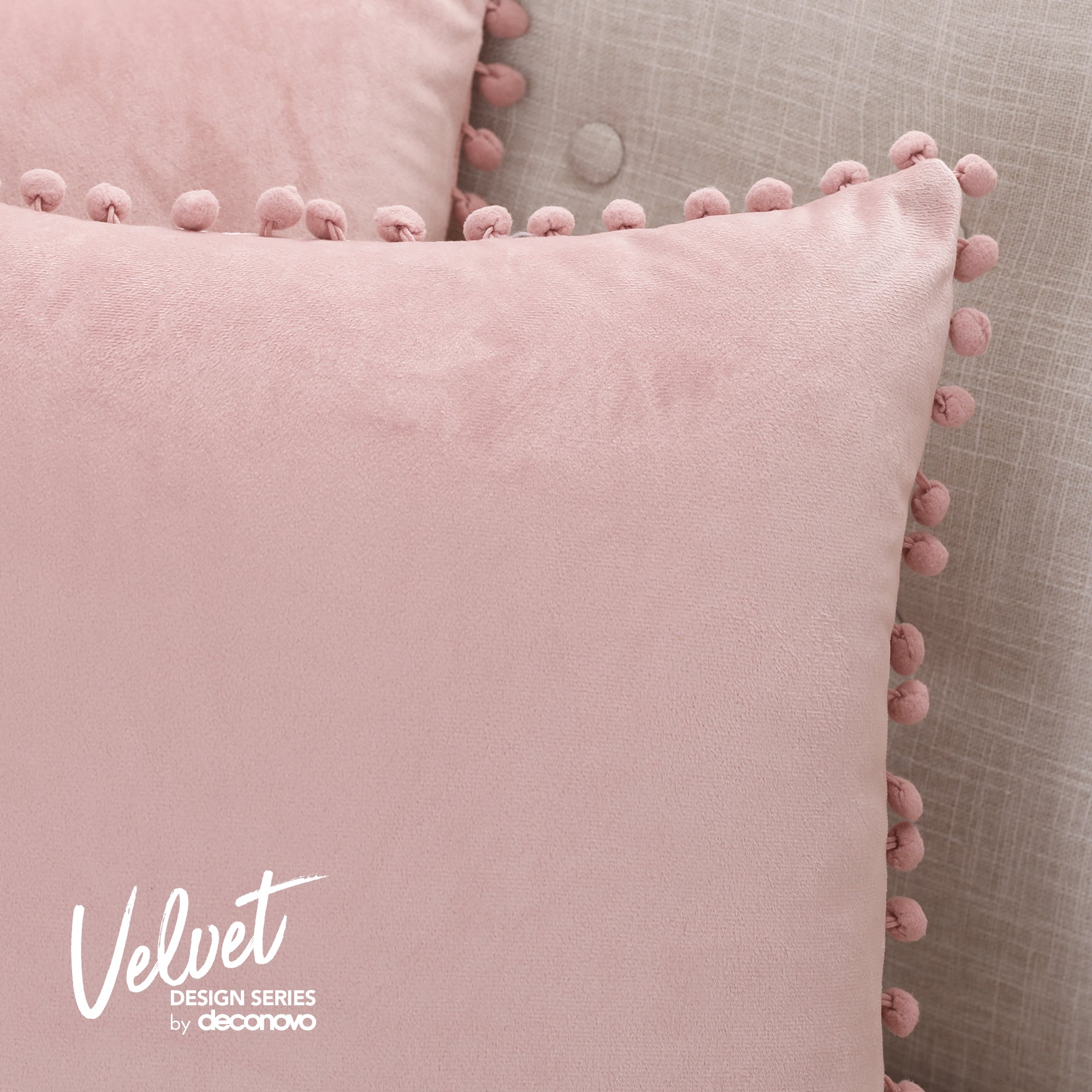 Deconovo Velvet Pom-Pom Pillow Covers 2-Pack – Multiple Sizes (Cover Only)