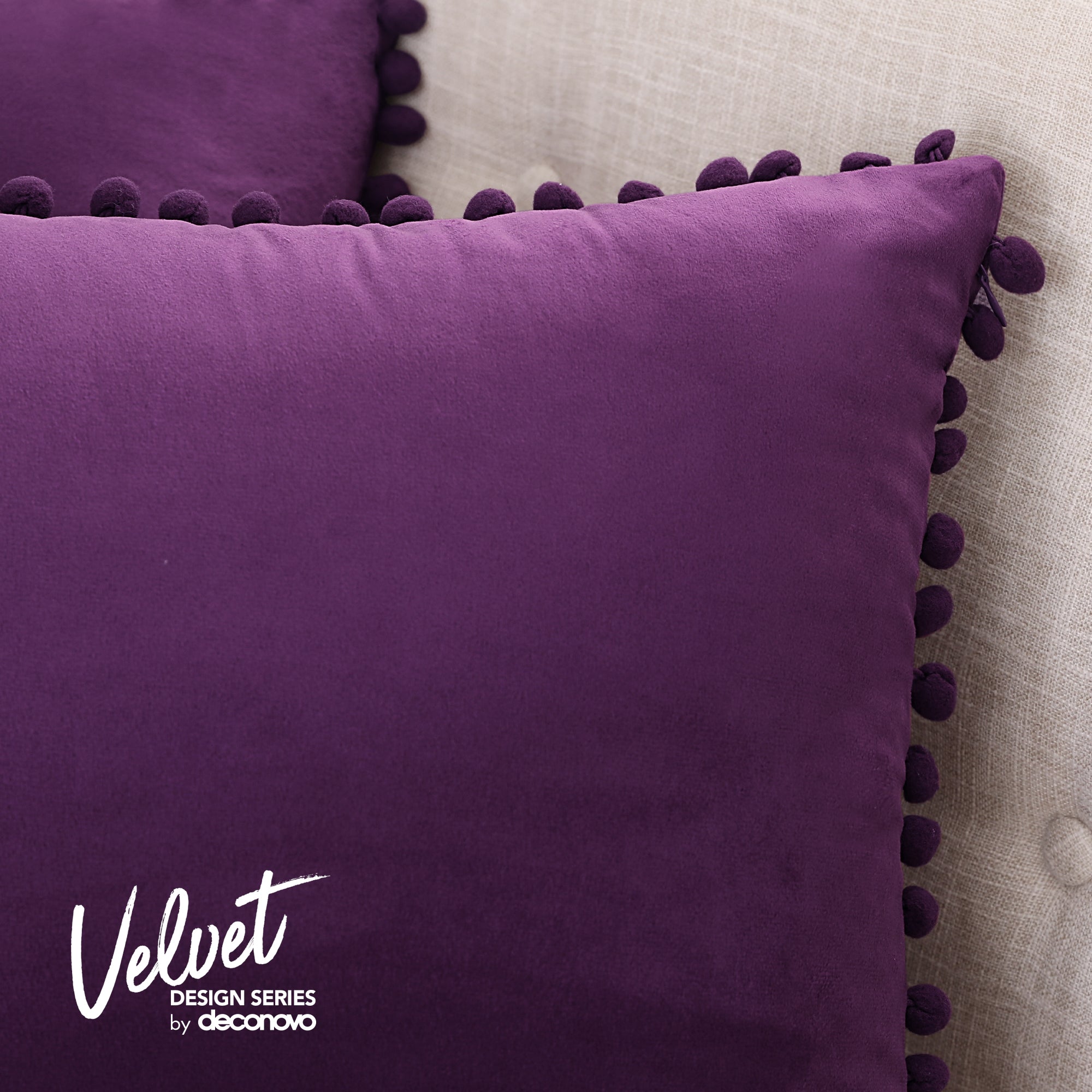 Deconovo Velvet Pom-Pom Pillow Covers 2-Pack – Multiple Sizes (Cover Only)