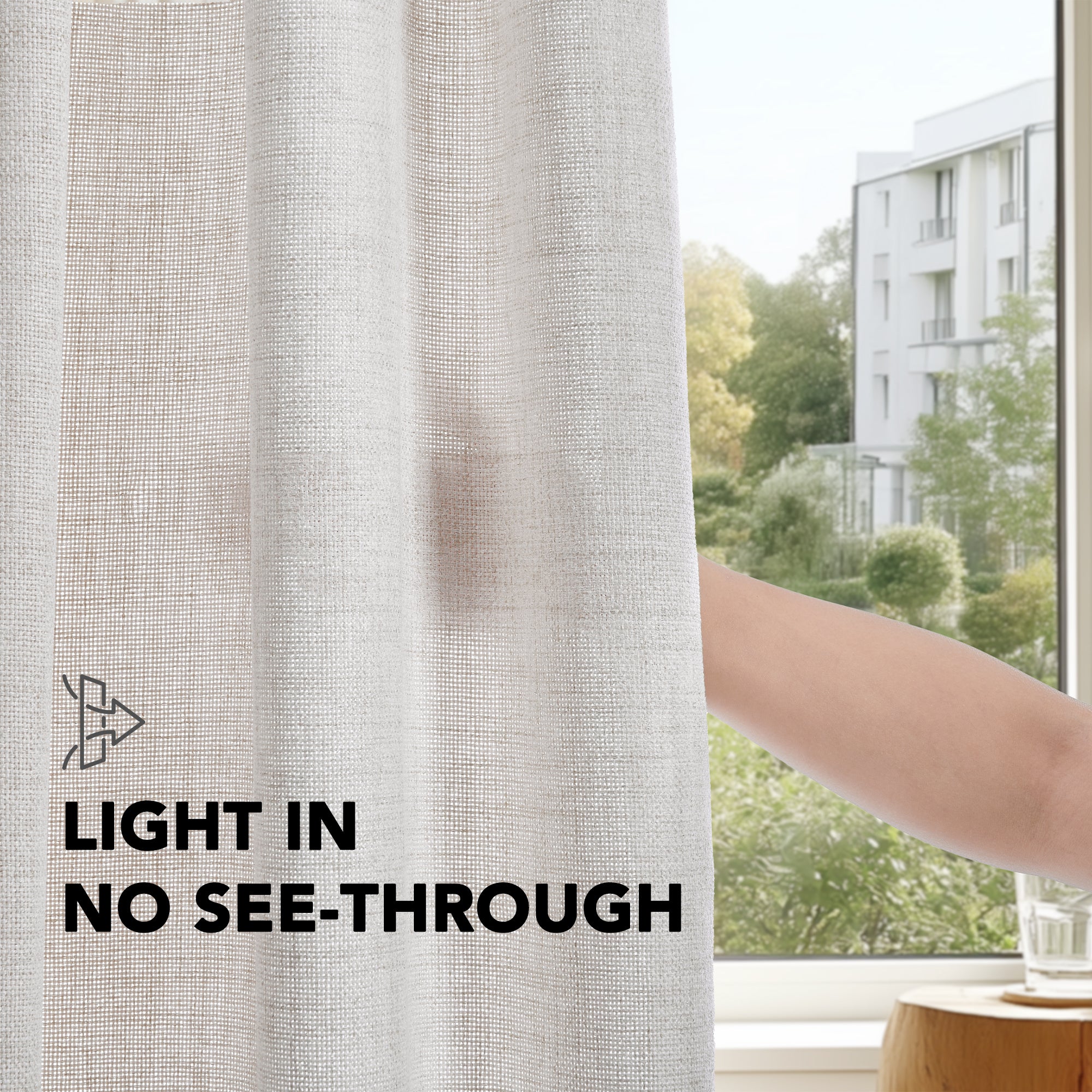 Deconovo Living Room and Bedroom Window Treatment in Soft Faux Linen with Light Filtering Design, 2 Panels