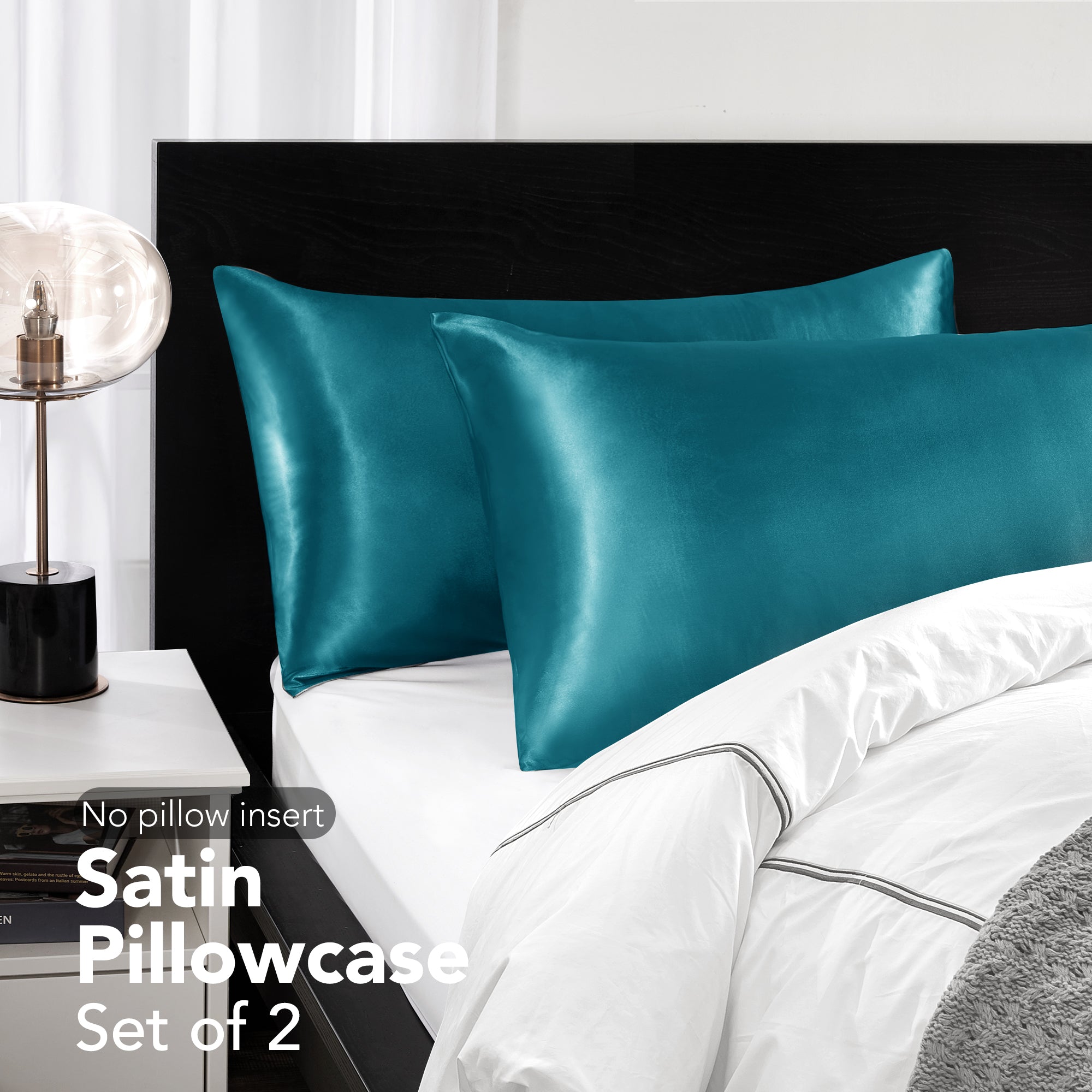 Deconovo Satin Silk Pillowcases (Set of 2), Envelope Closure