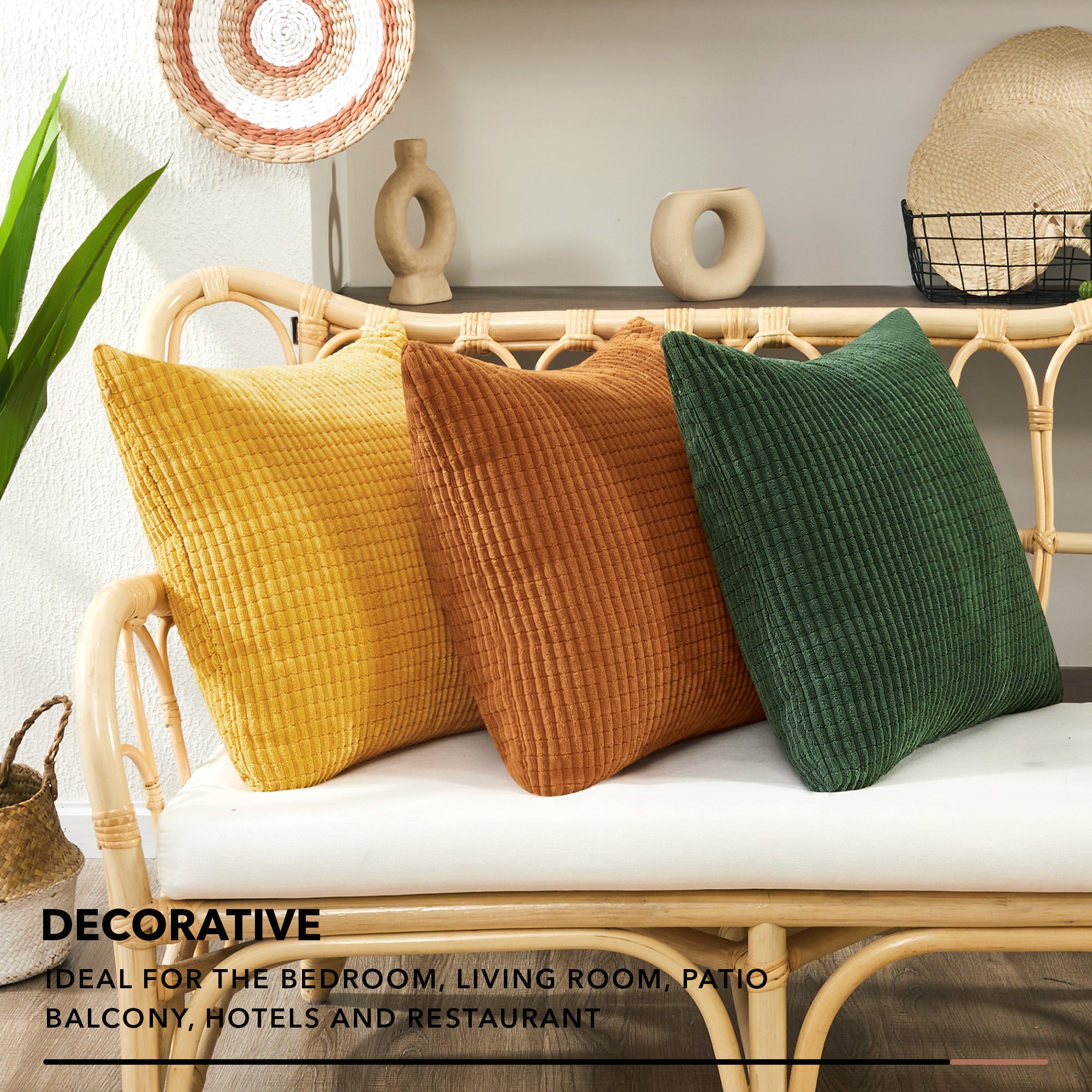 Deconovo Corduroy Decorative Throw Pillow Covers, 2-Pack, OEKO-TEX, Zippered