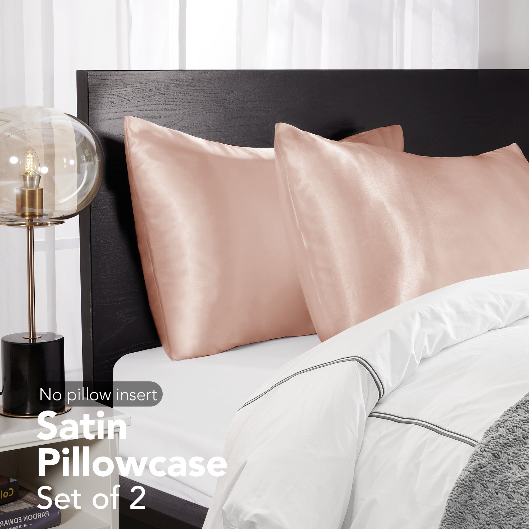 Deconovo Satin Silk Pillowcases (Set of 2), Envelope Closure