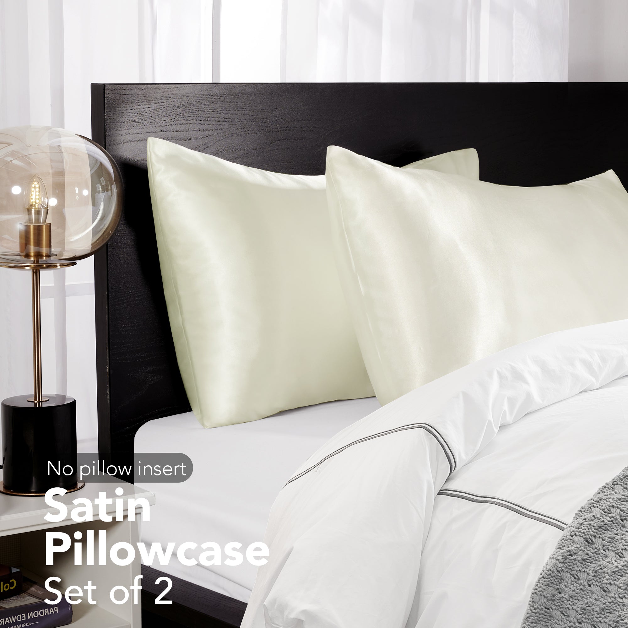 Deconovo Satin Silk Pillowcases (Set of 2), Envelope Closure