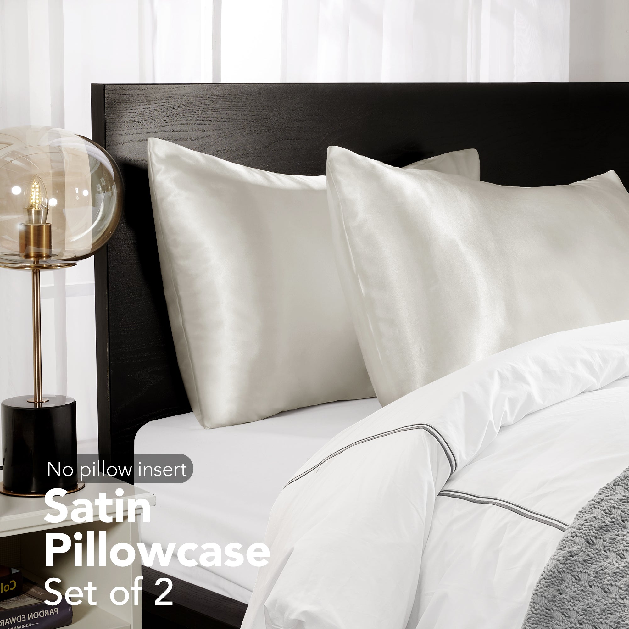 Deconovo Satin Silk Pillowcases (Set of 2), Envelope Closure