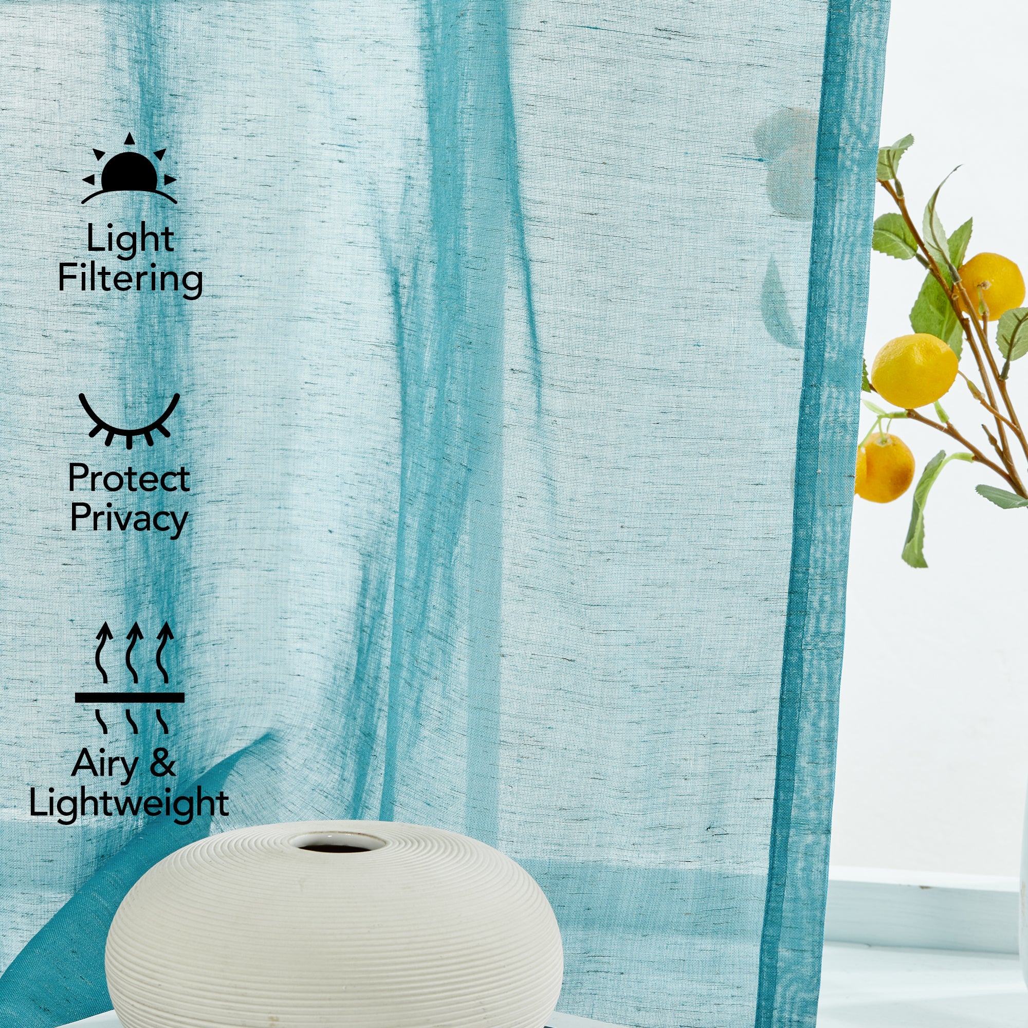 Deconovo Textured Faux Linen Sheer Curtains 2 Panels OEKO-Certified