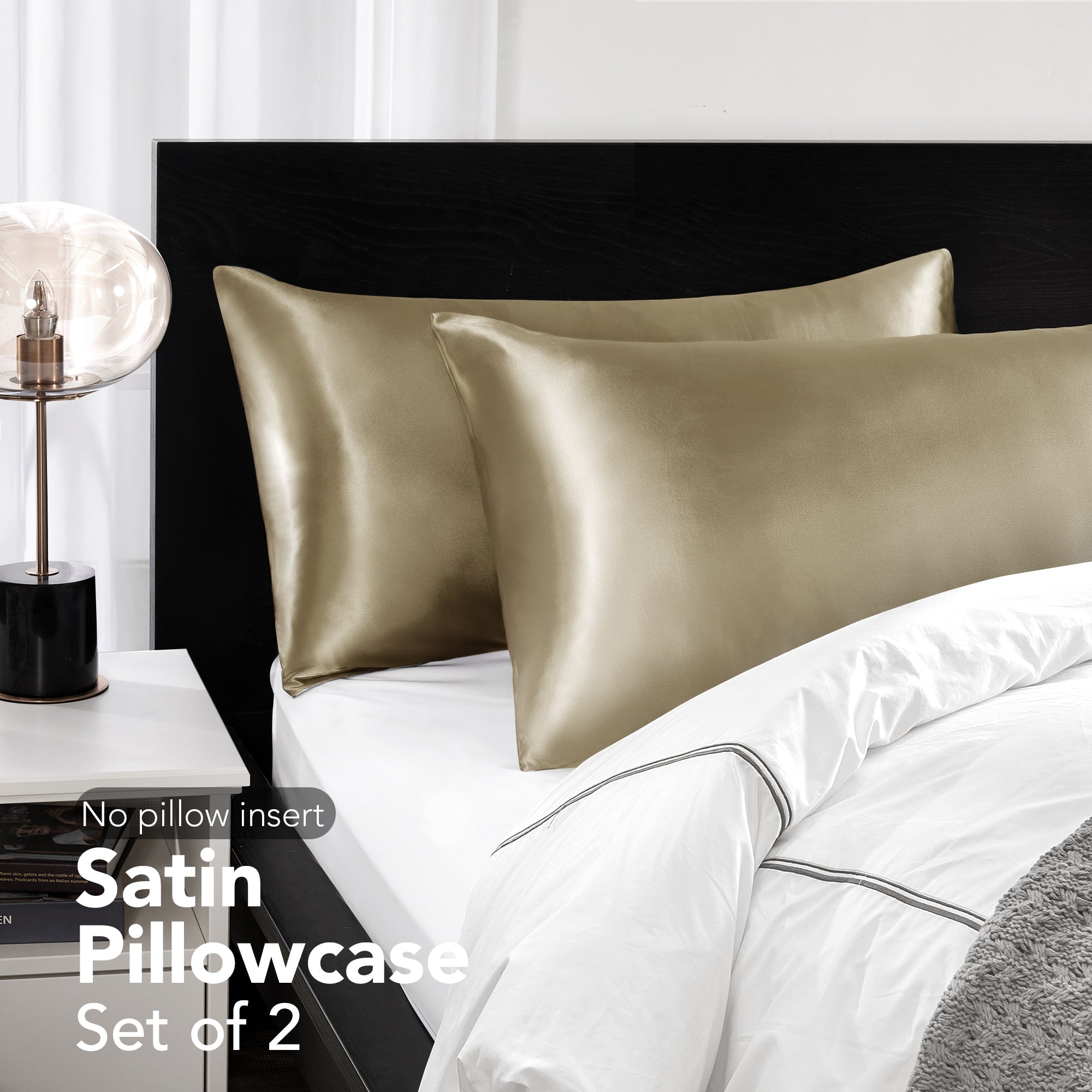 Deconovo Satin Silk Pillowcases (Set of 2), Envelope Closure