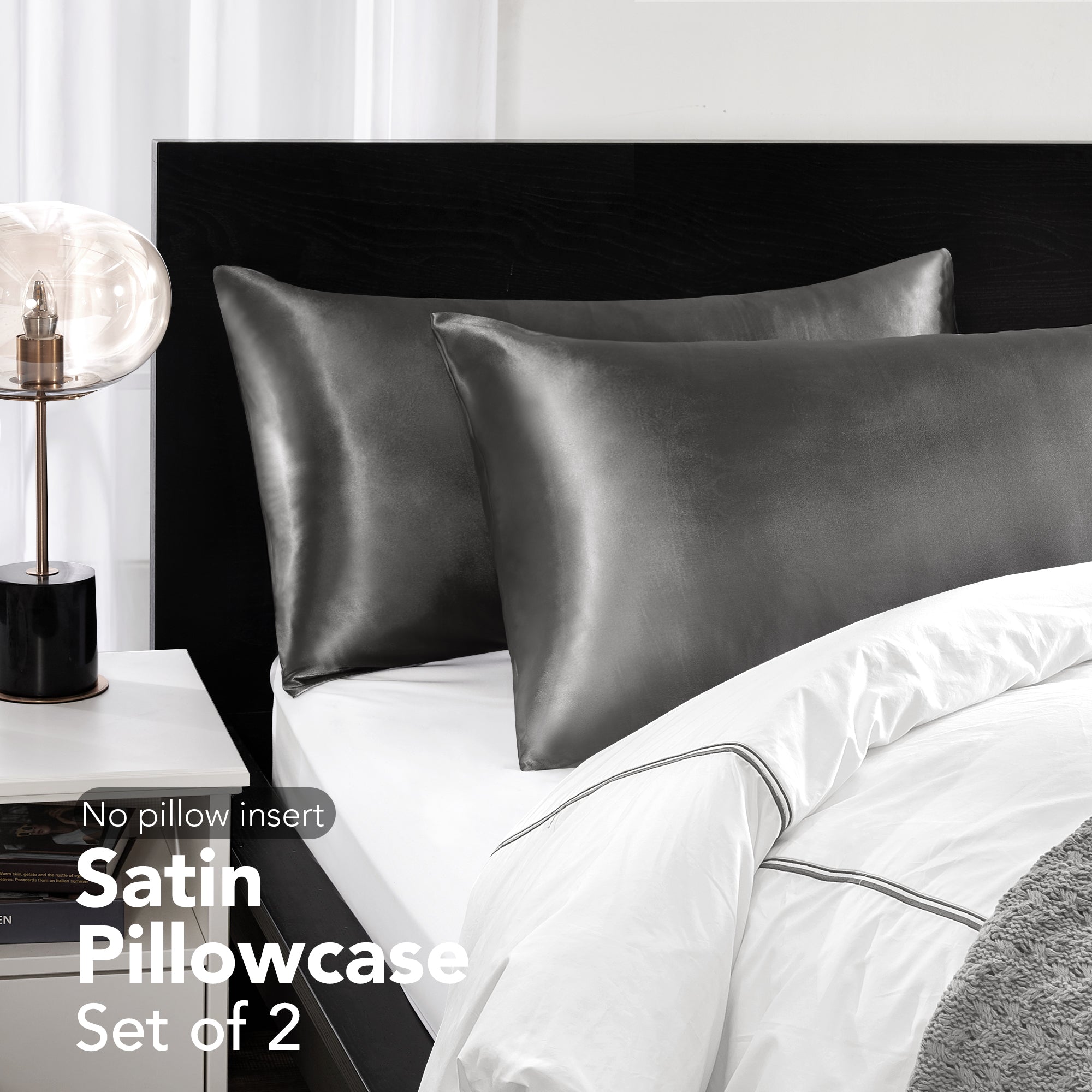 Deconovo Satin Silk Pillowcases (Set of 2), Envelope Closure