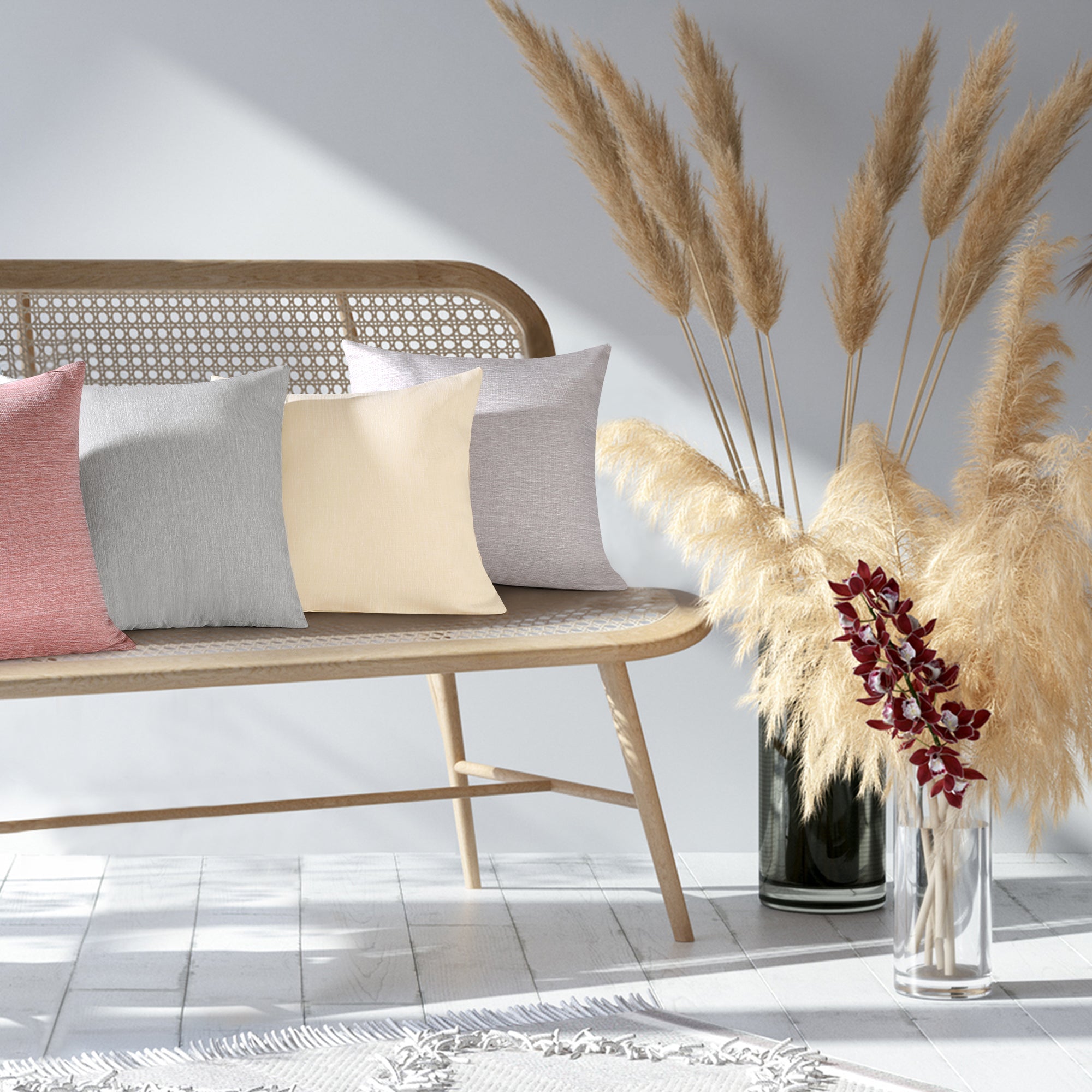 Deconovo Faux Linen Cushion Covers, Set of 2, Light Blue ¨C Eco-Friendly, Machine Washable, Decorative Pillow Covers for Sofa