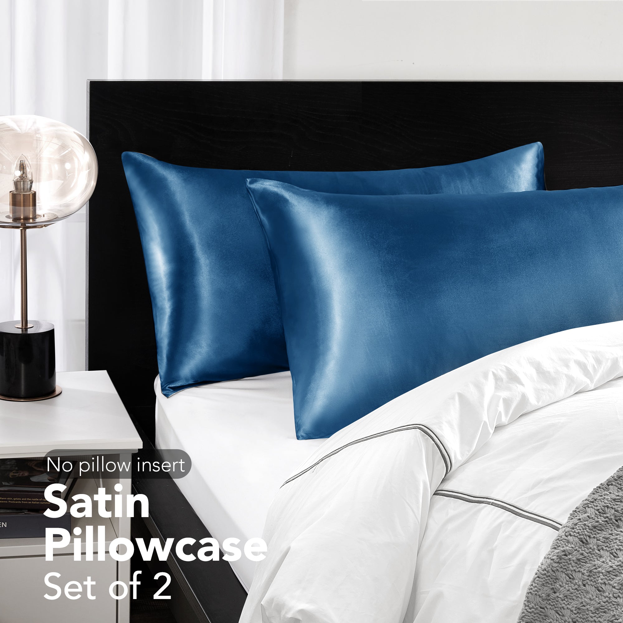 Deconovo Satin Silk Pillowcases (Set of 2), Envelope Closure