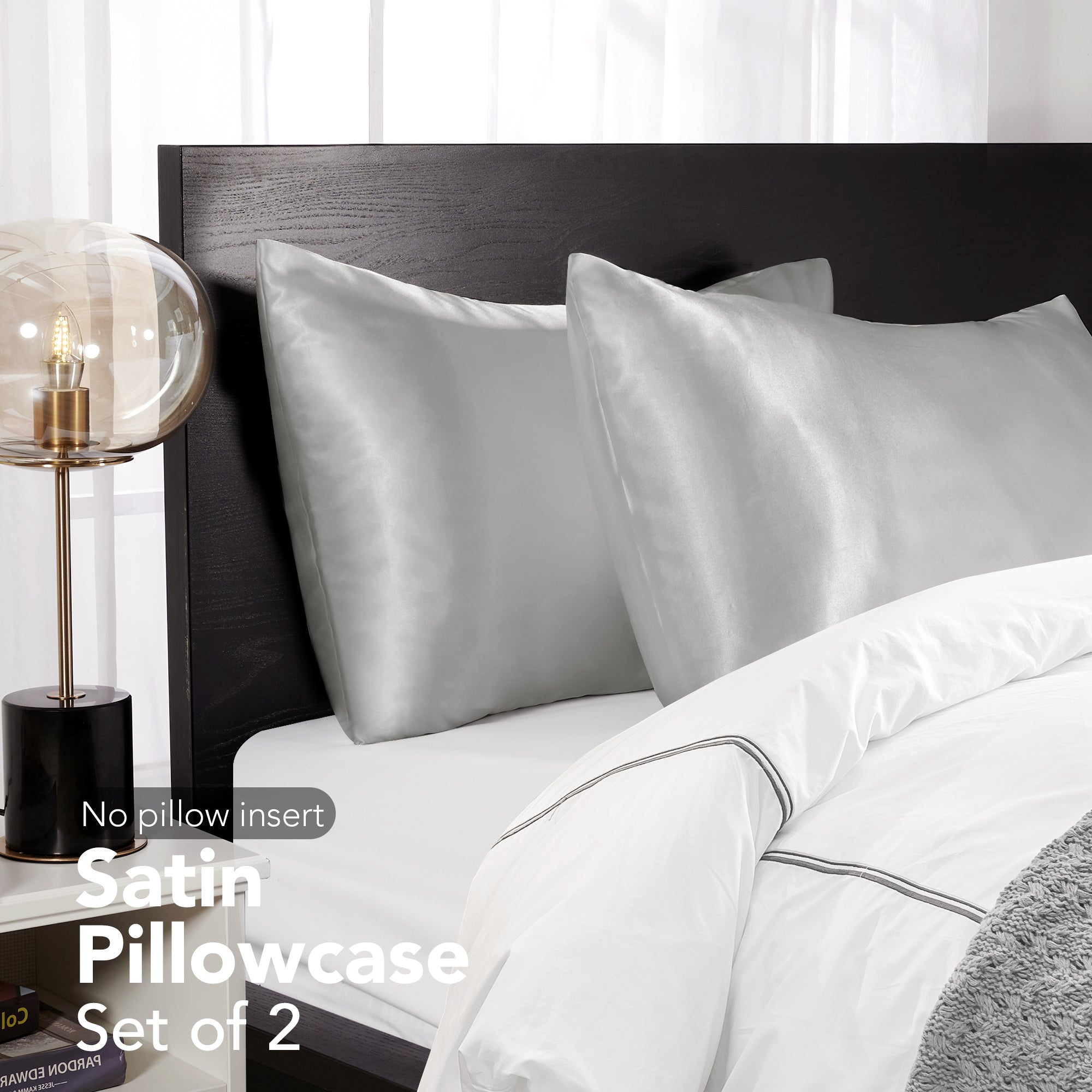 Deconovo Satin Silk Pillowcases (Set of 2), Envelope Closure