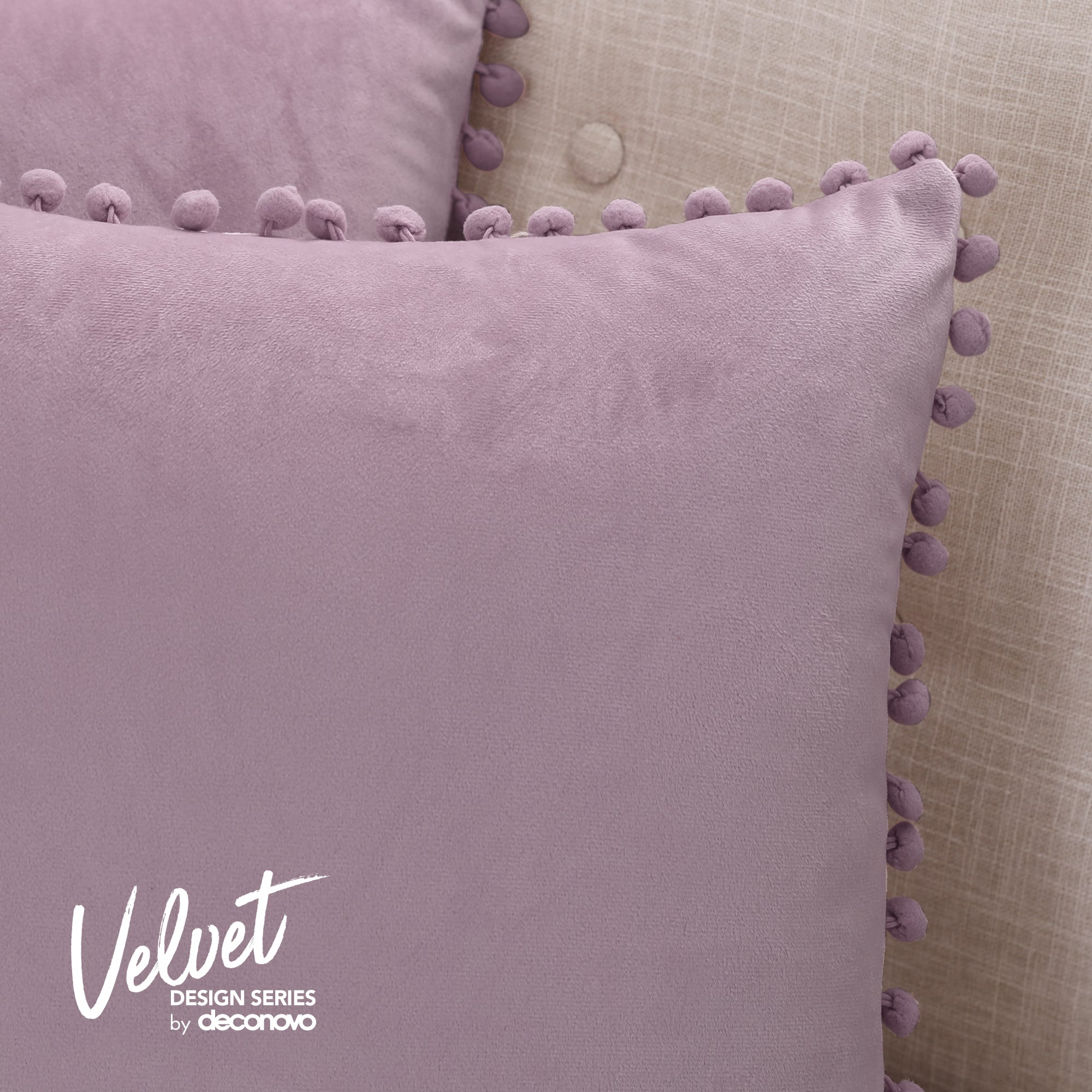 Deconovo Velvet Pom-Pom Pillow Covers 2-Pack – Multiple Sizes (Cover Only)