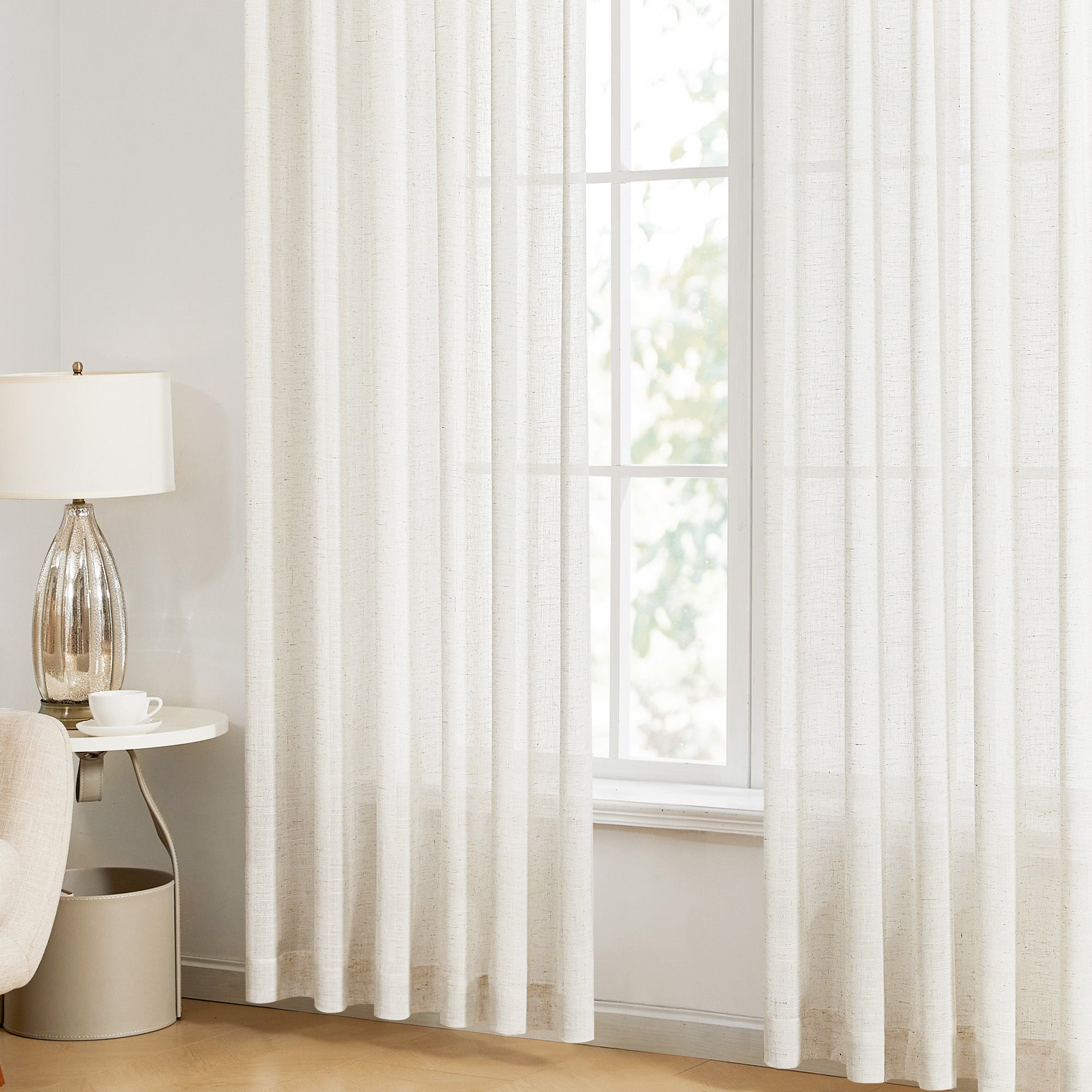 Deconovo Faux Linen Grommet Semi-Sheer Curtains (2 Panels, OEKO)