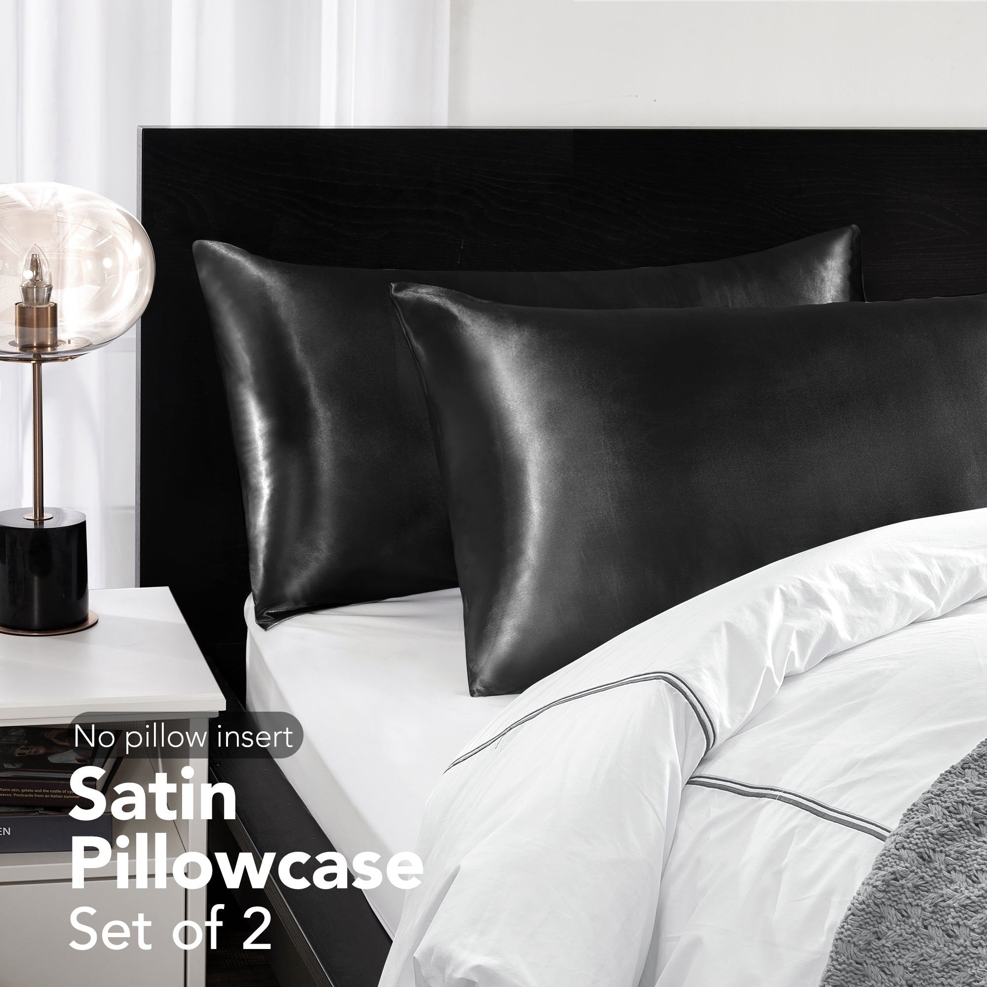 Deconovo Satin Silk Pillowcases (Set of 2), Envelope Closure