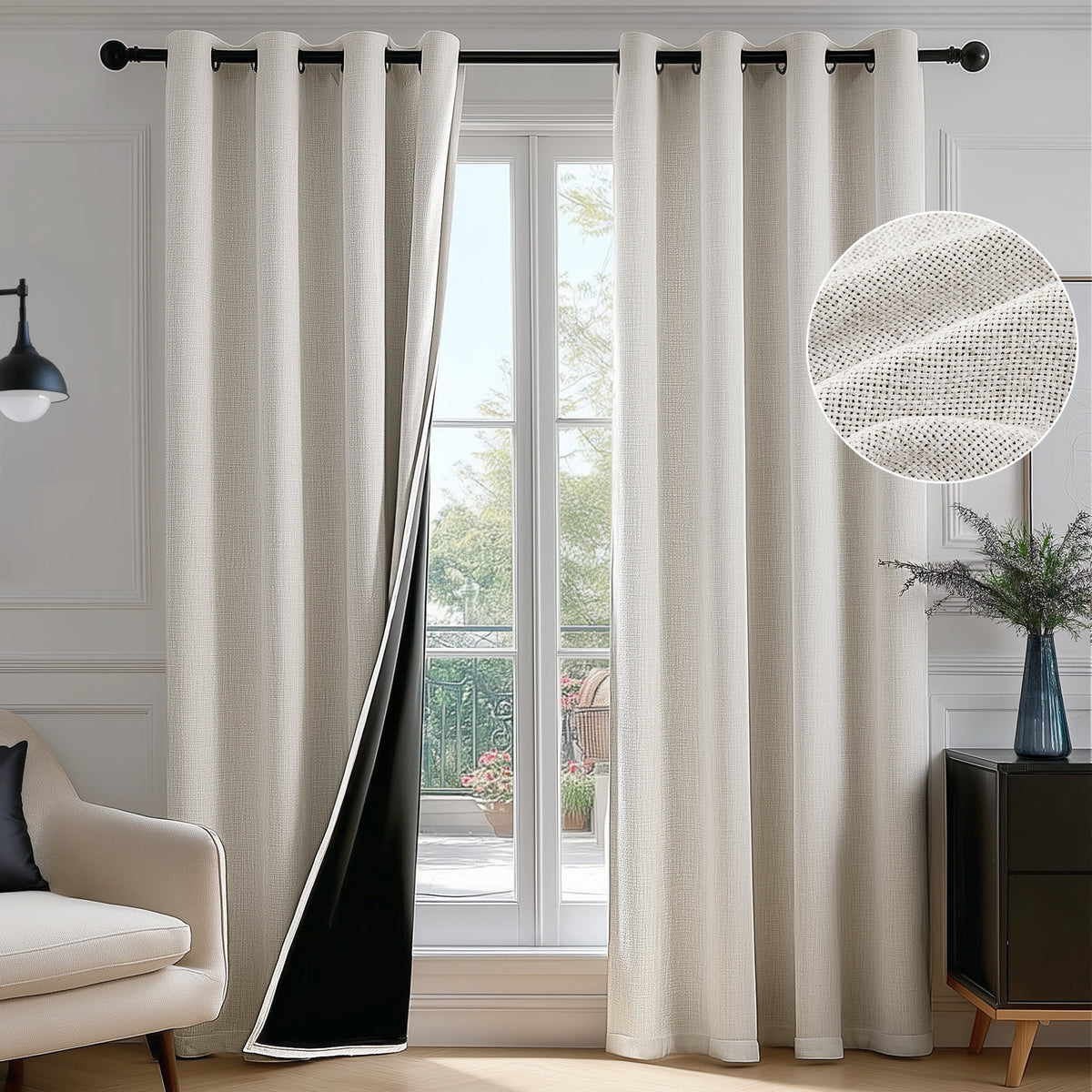 ZOPZO Curtains & Valances, Natural Linen
