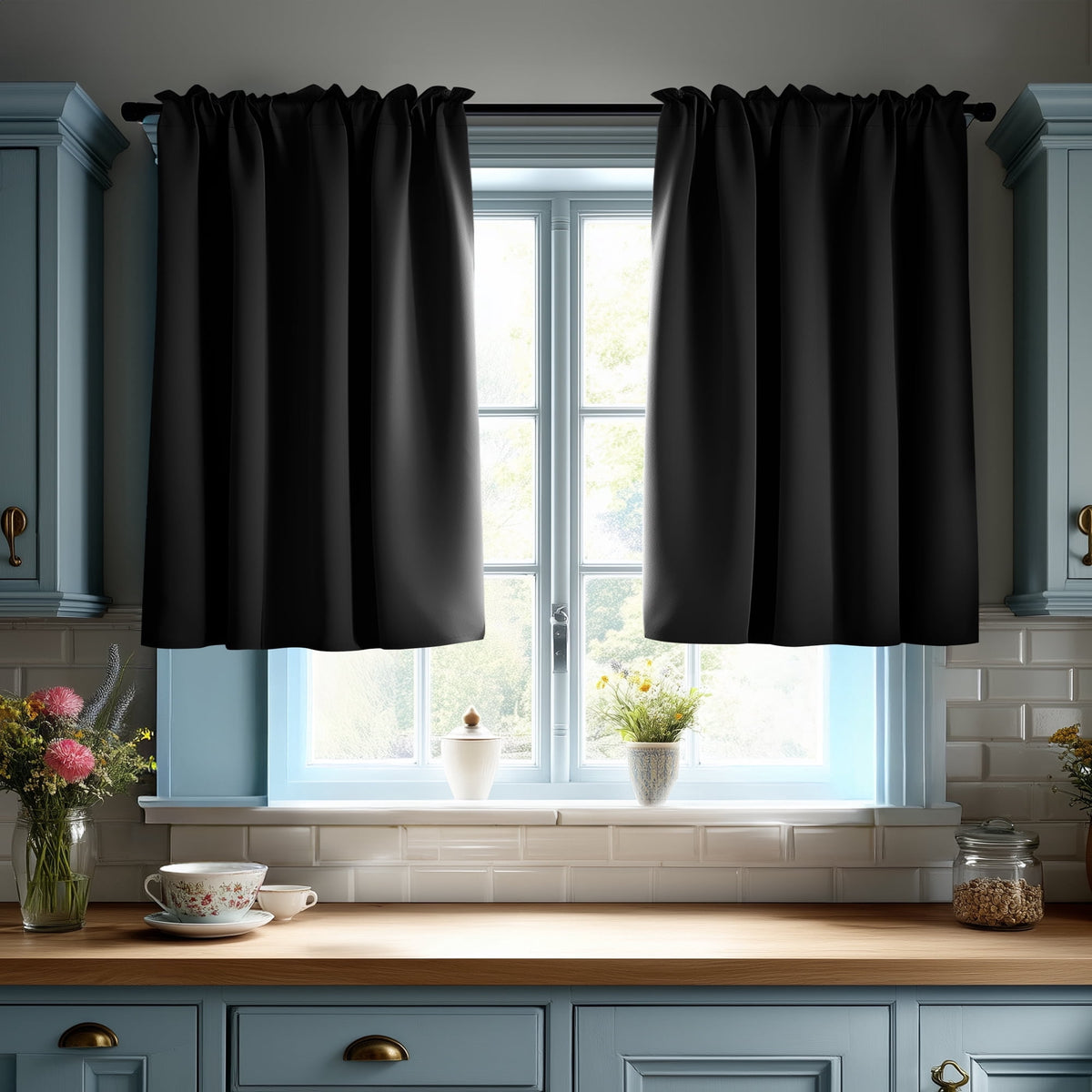 ZOPZO Curtains & Valances, Black