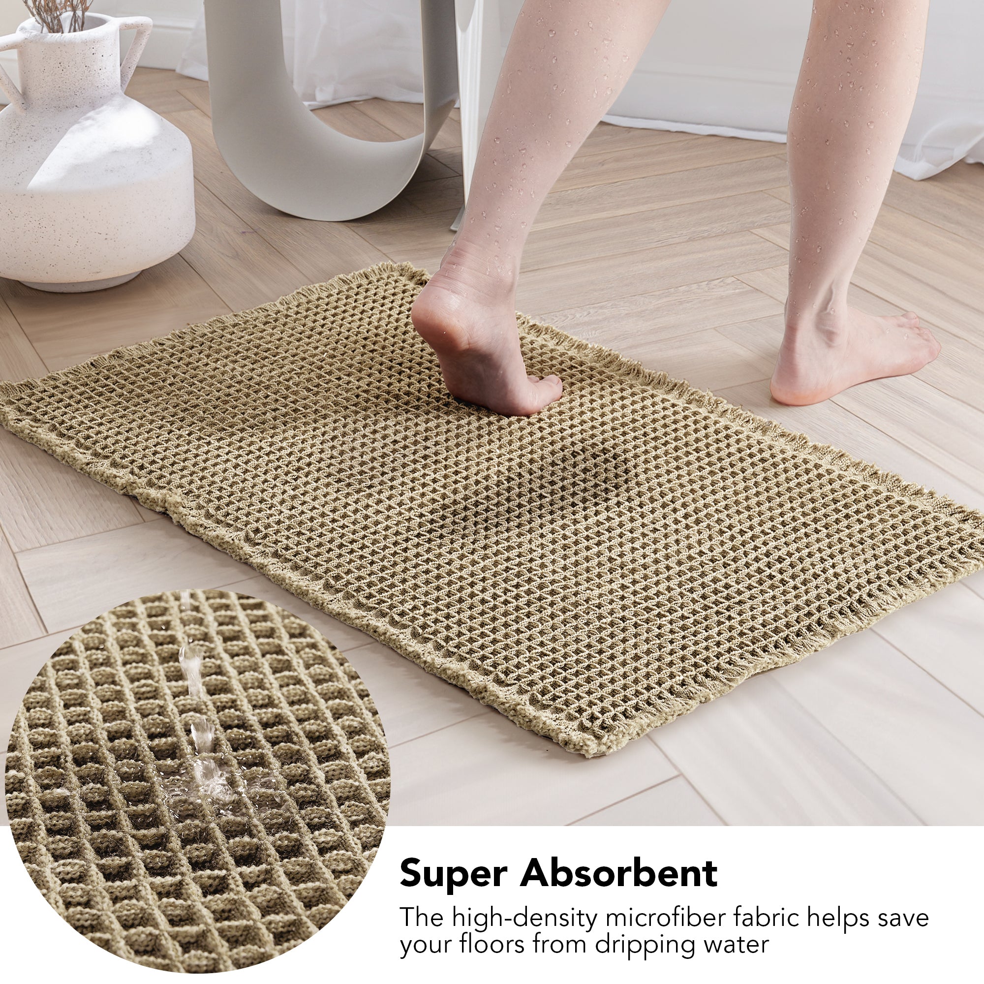 Deconovo Waffle Grid Bathroom Floor Mat Non Slip Absorbent Rug