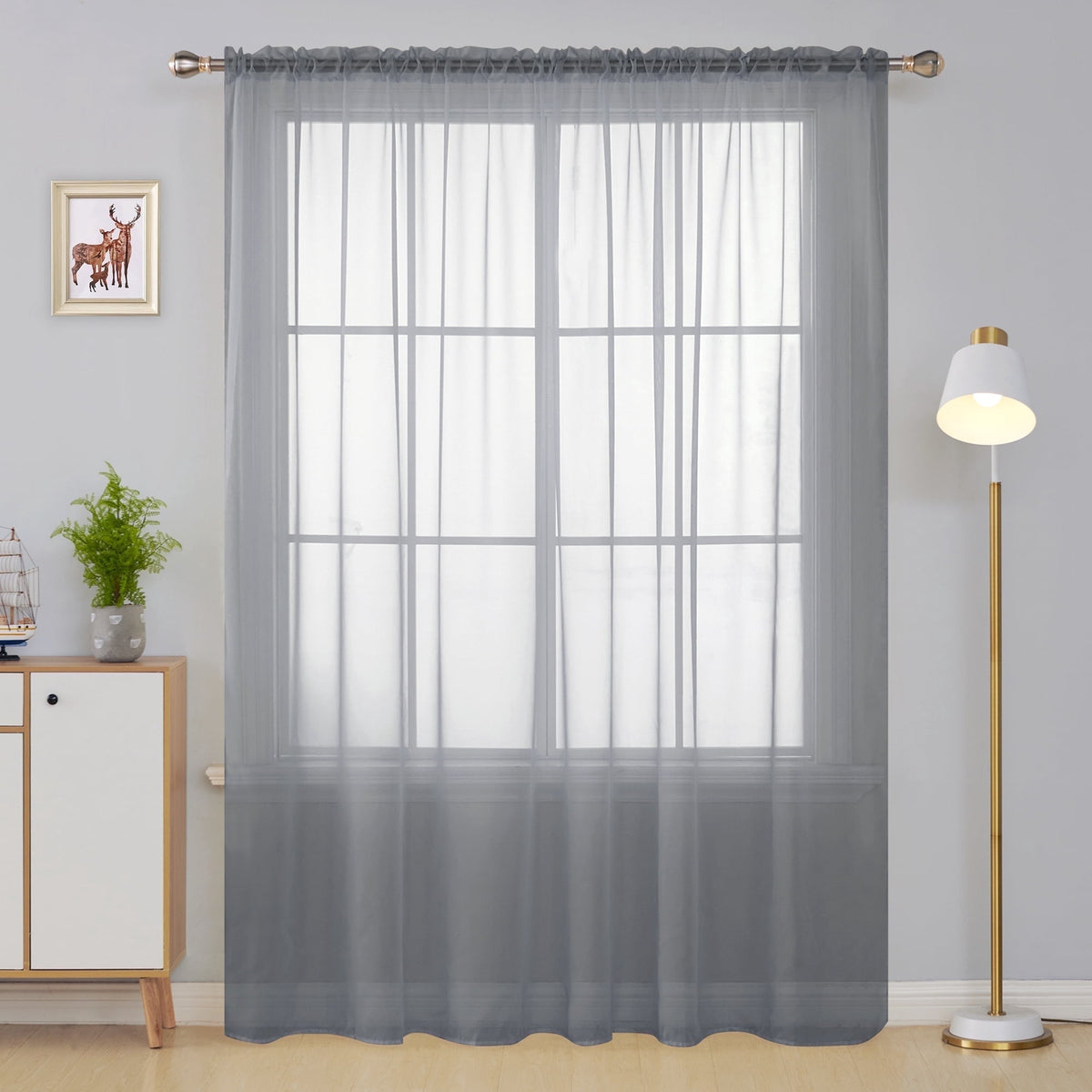 Deconovo Wide Sheer Rod Pocket Curtain, 1 Panel - Grey, 80 x 84, 1