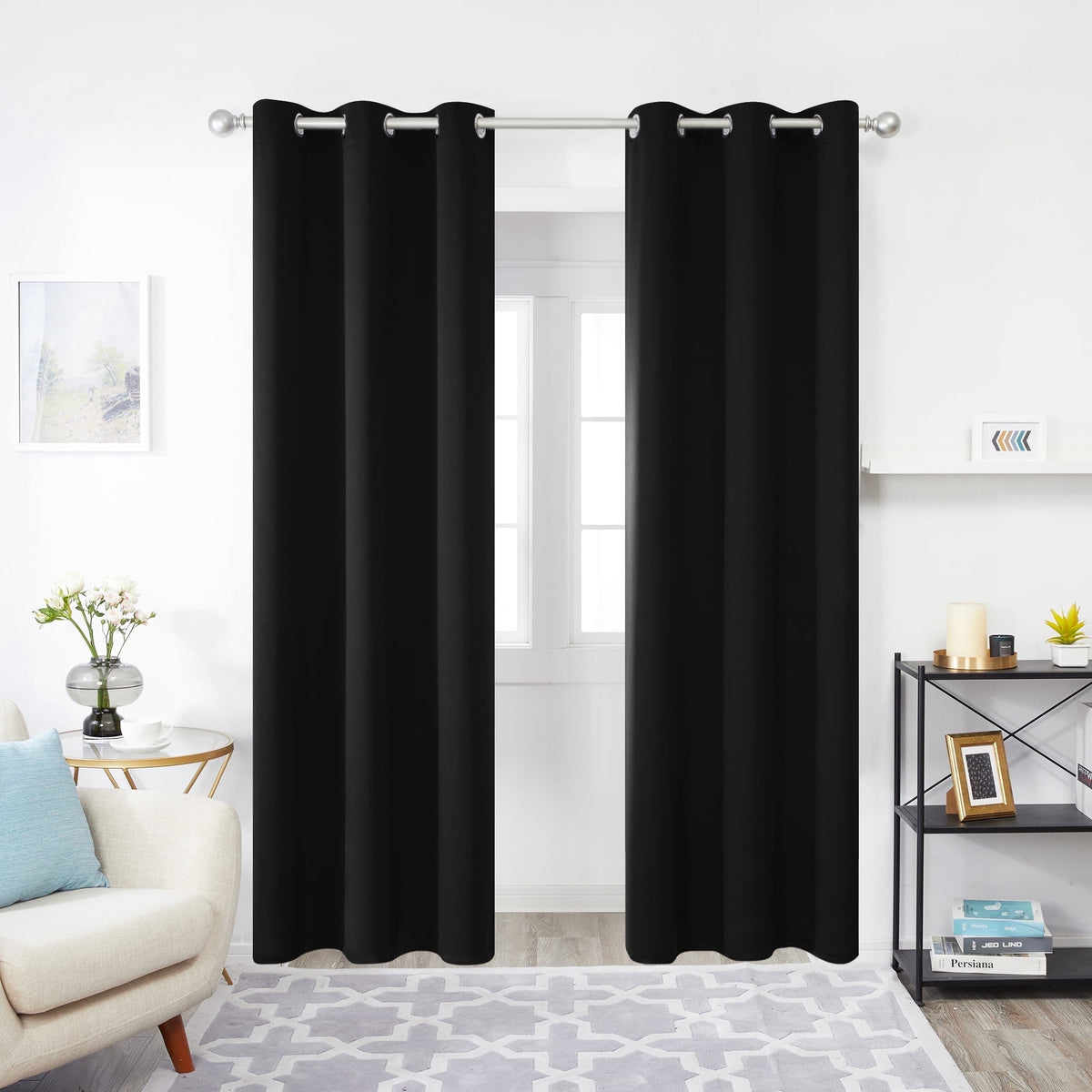 ZOPZO Curtains & Valances, Black